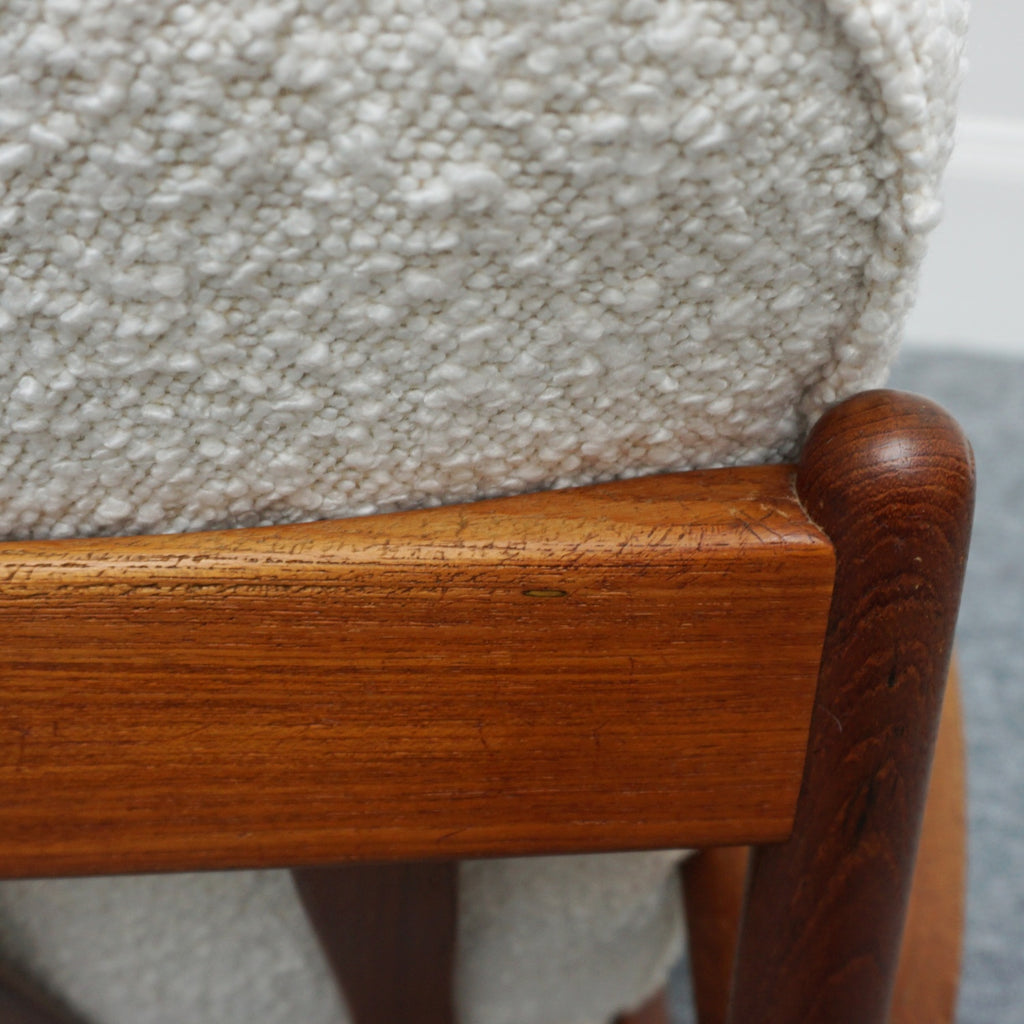 Vintage 1960's Grete Jalk for France & Son Danish Easy Chair Teak and White Boucle - Jeroen Markies Art Deco