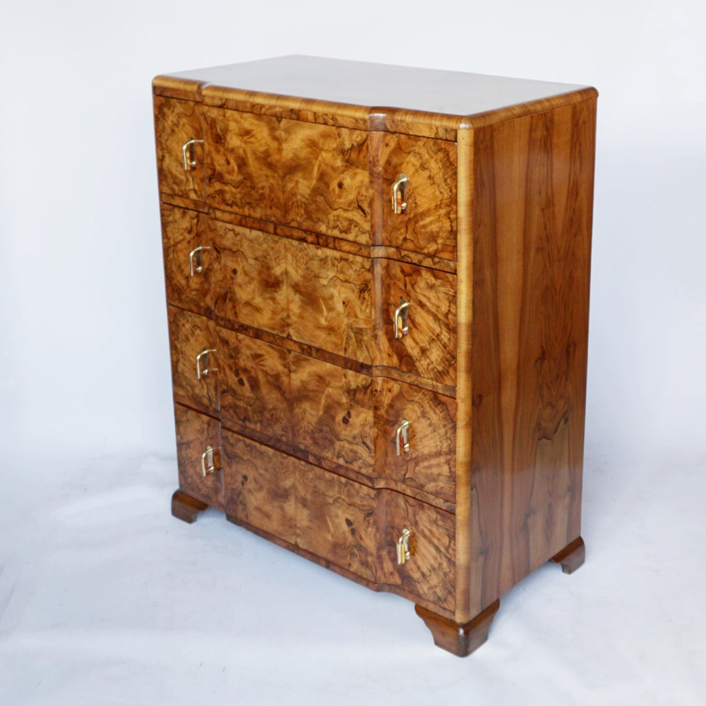 An Art Deco Chest of Four Drawers Burr Walnut Veneered - Jeroen Markies Art Deco