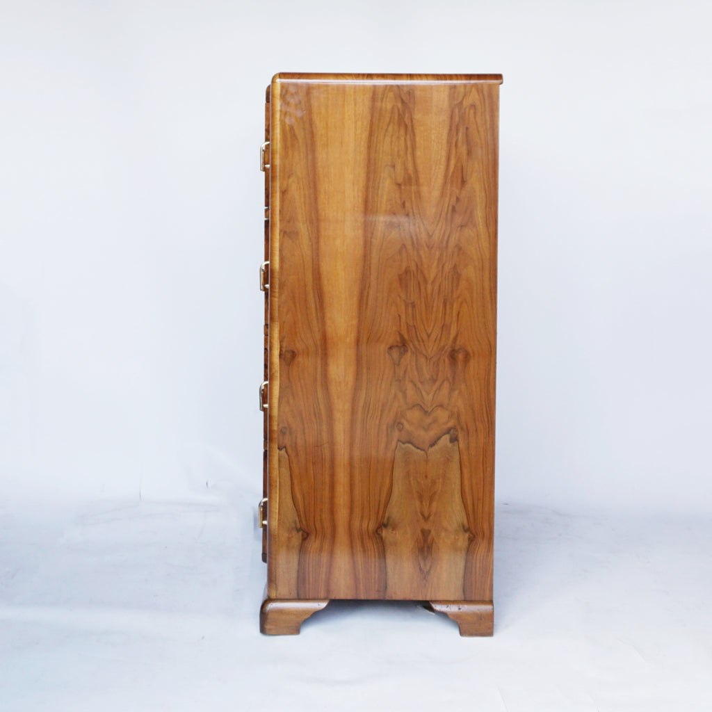 An Art Deco Chest of Four Drawers Burr Walnut Veneered - Jeroen Markies Art Deco