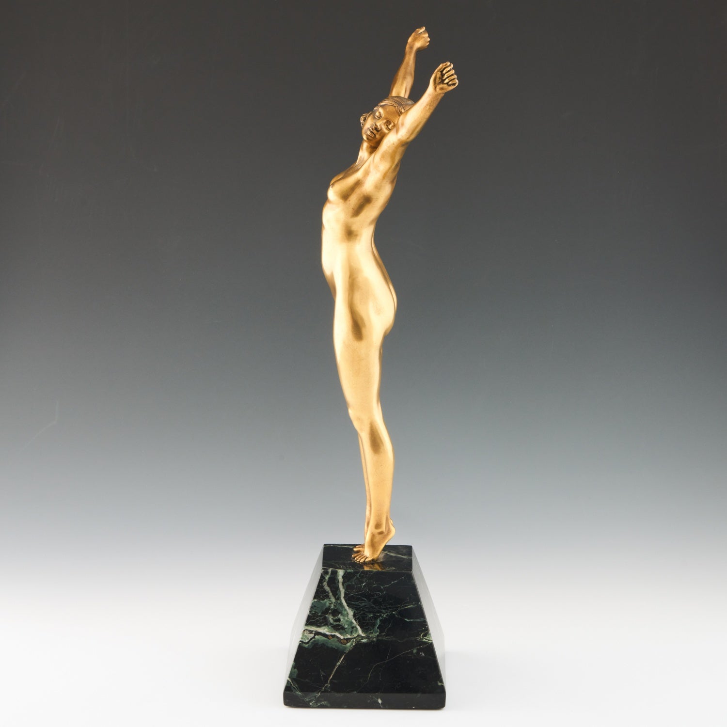 'Eveil' - 'Awakening' an Art Deco cold painted gilt bronze figure by Demetre Chiparus (1886-1947). Jeroen Markies Art Deco