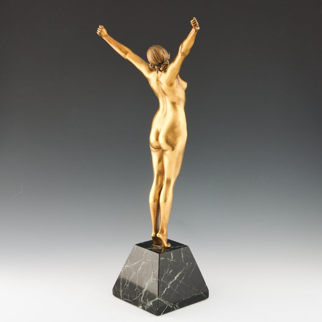 'Eveil' - 'Awakening' an Art Deco cold painted gilt bronze figure by Demetre Chiparus (1886-1947). Jeroen Markies Art Deco