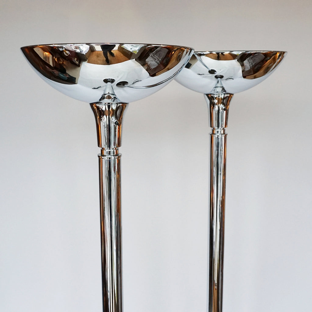 Pair of Art Deco Chromed Metal Uplighters - Jeroen Markies Art Deco