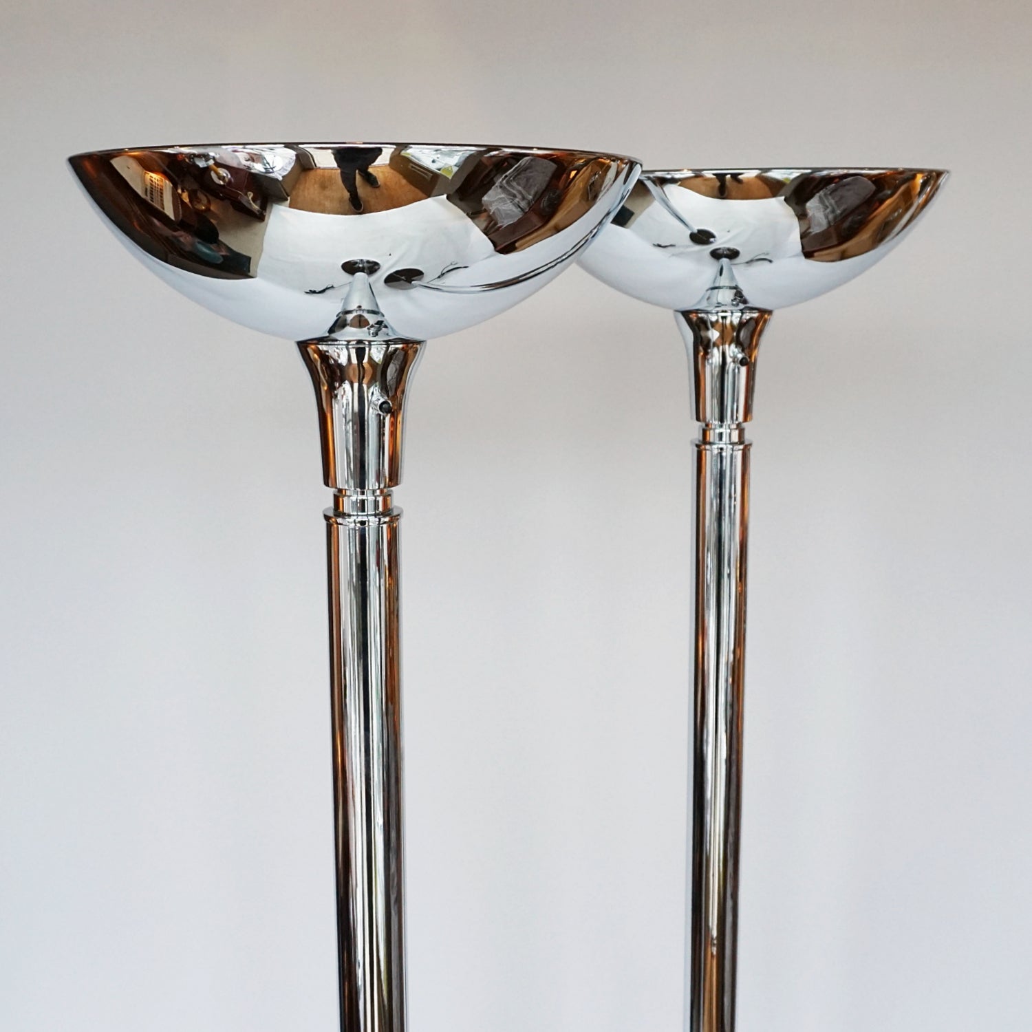 Pair of Art Deco Chromed Metal Uplighters - Jeroen Markies Art Deco