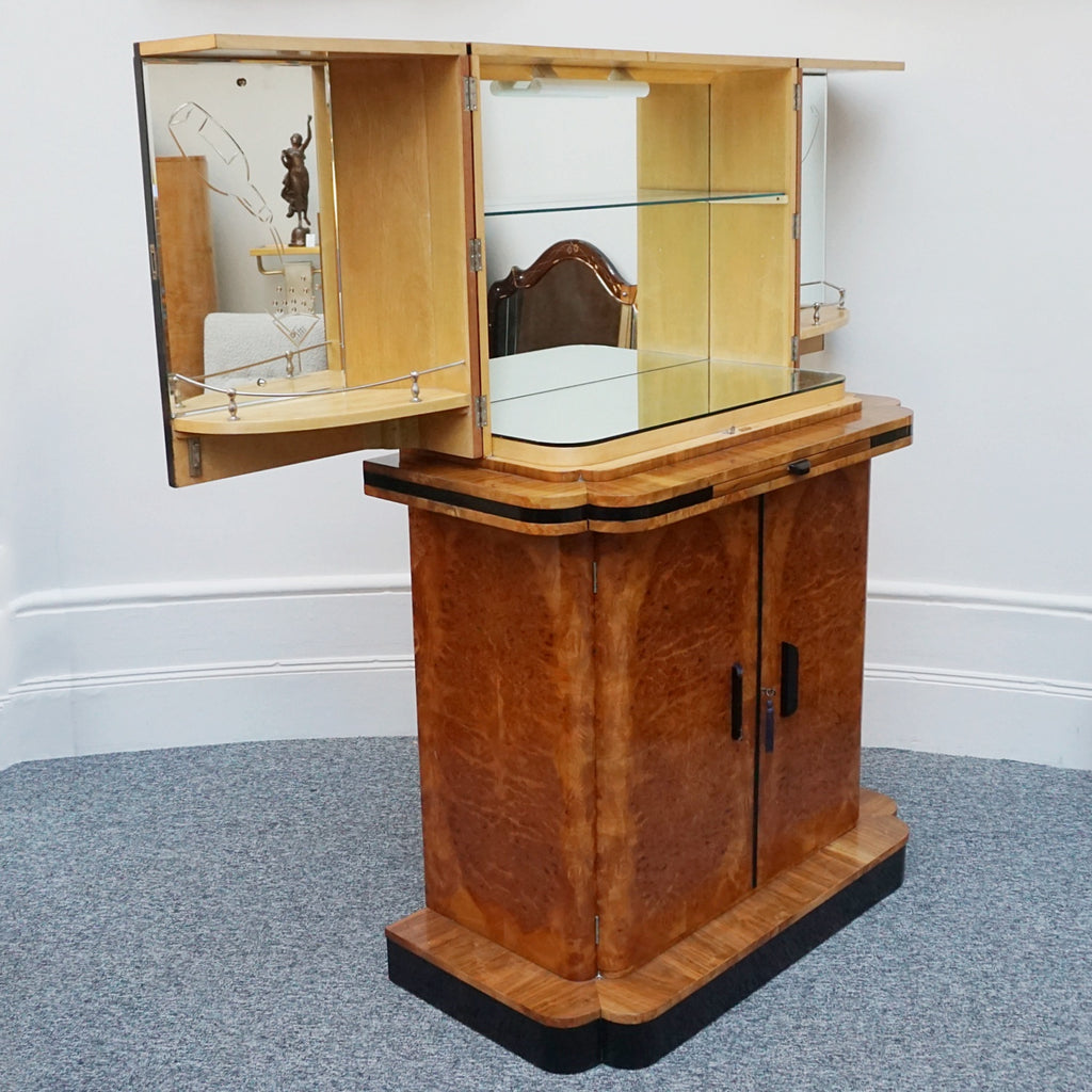 Harry & Lou Epstein Burr Walnut Cocktail Cabinet-Vintage Art Deco Cocktail Bars - Jeroen Markies Art Deco