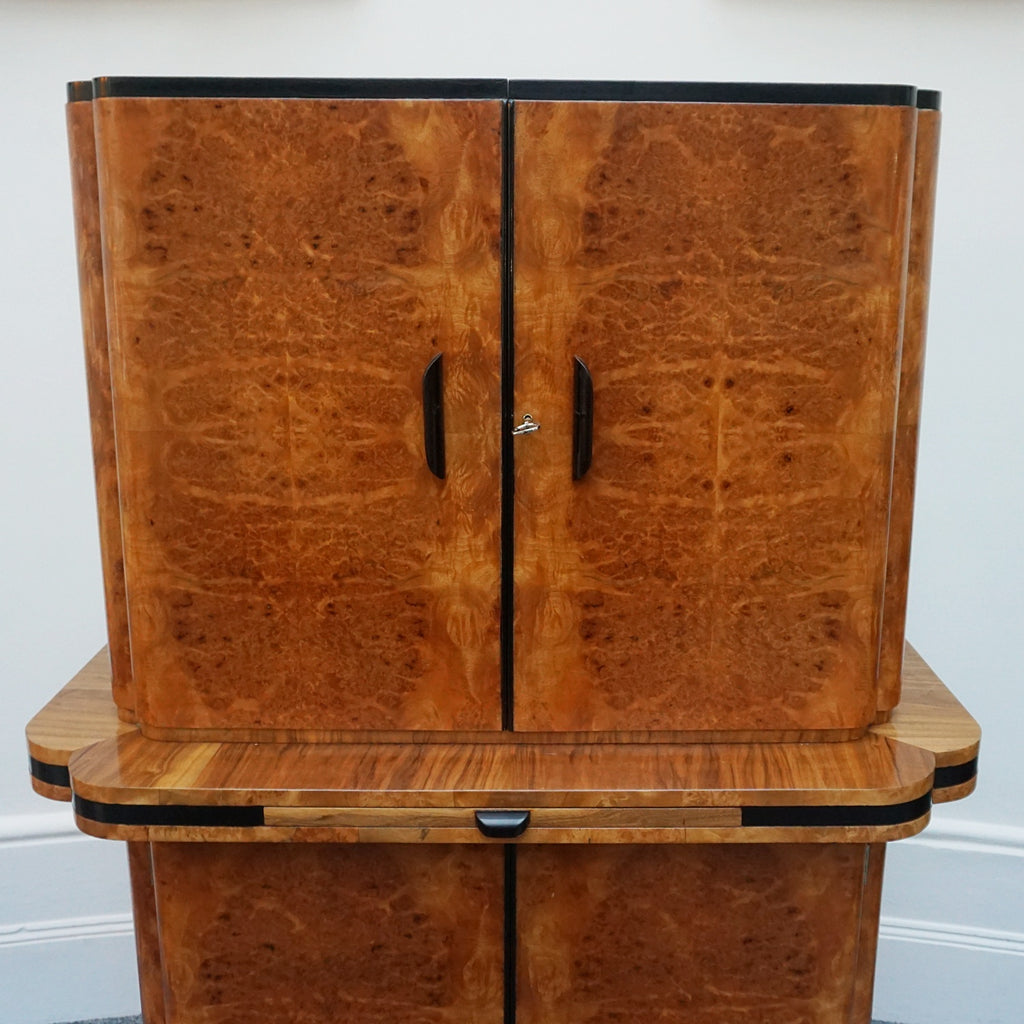 Harry & Lou Epstein Burr Walnut Cocktail Cabinet-Vintage Art Deco Cocktail Bars - Jeroen Markies Art Deco