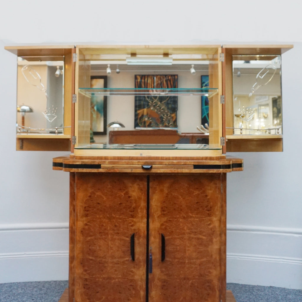 Harry & Lou Epstein Burr Walnut Cocktail Cabinet-Vintage Art Deco Cocktail Bars - Jeroen Markies Art Deco
