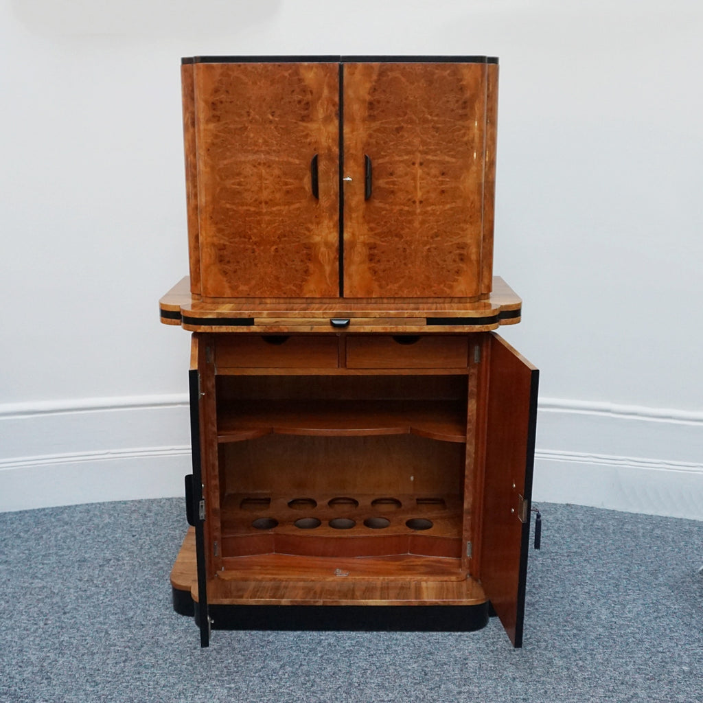 Harry & Lou Epstein Burr Walnut Cocktail Cabinet-Vintage Art Deco Cocktail Bars - Jeroen Markies Art Deco
