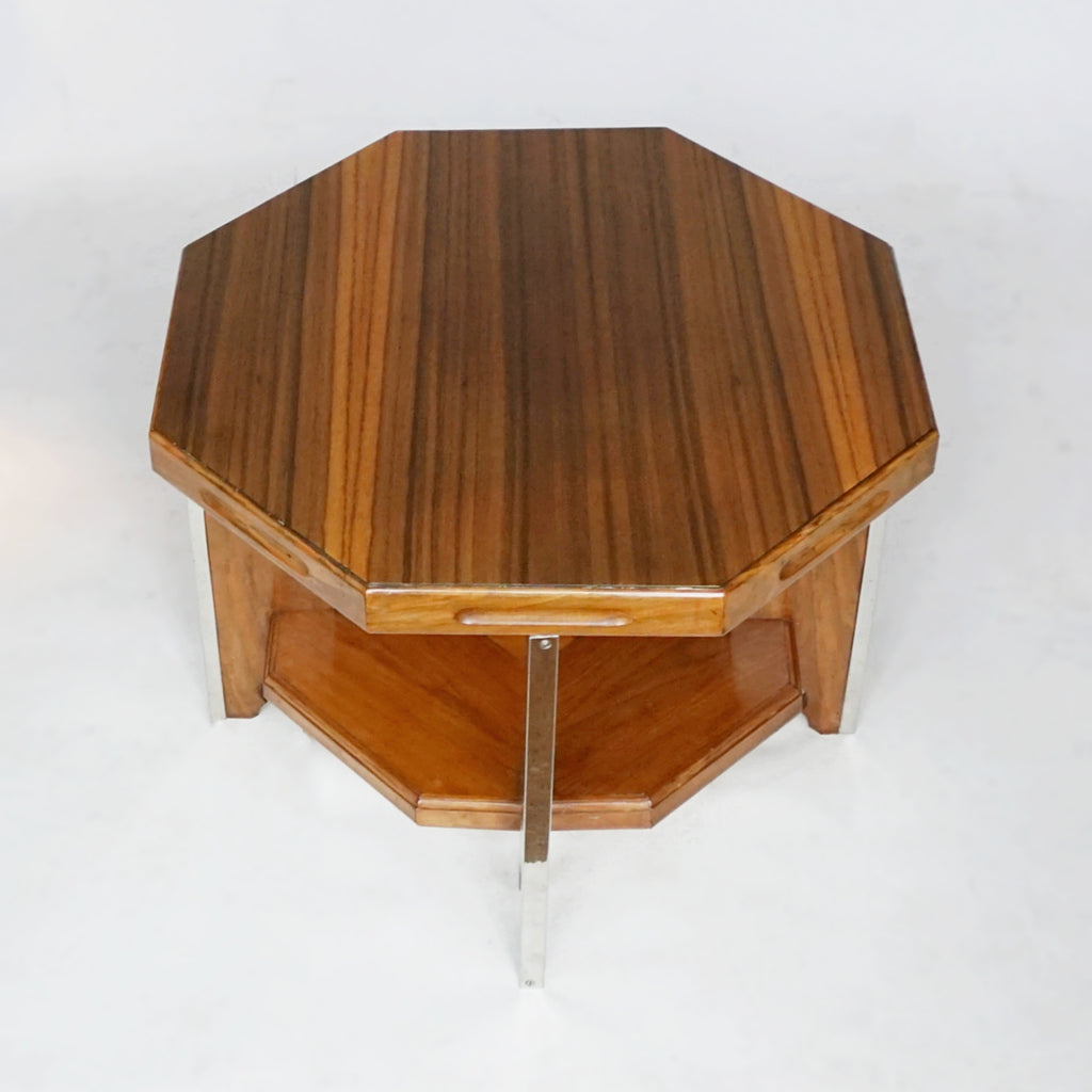Art Deco Octagonal Coffee Side Table Figured and Solid Walnut - Jeroen Markies Art Deco
