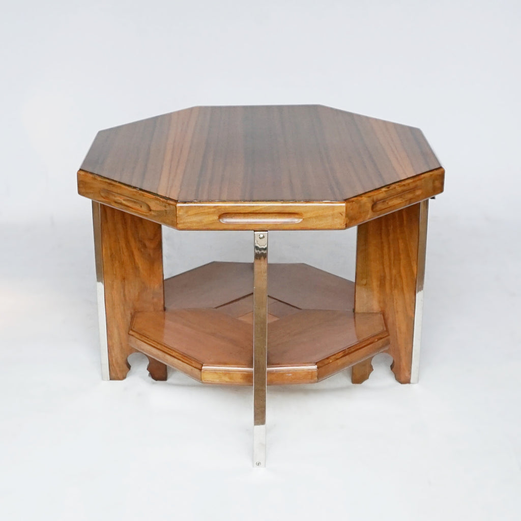 Art Deco Octagonal Coffee Side Table Figured and Solid Walnut - Jeroen Markies Art Deco