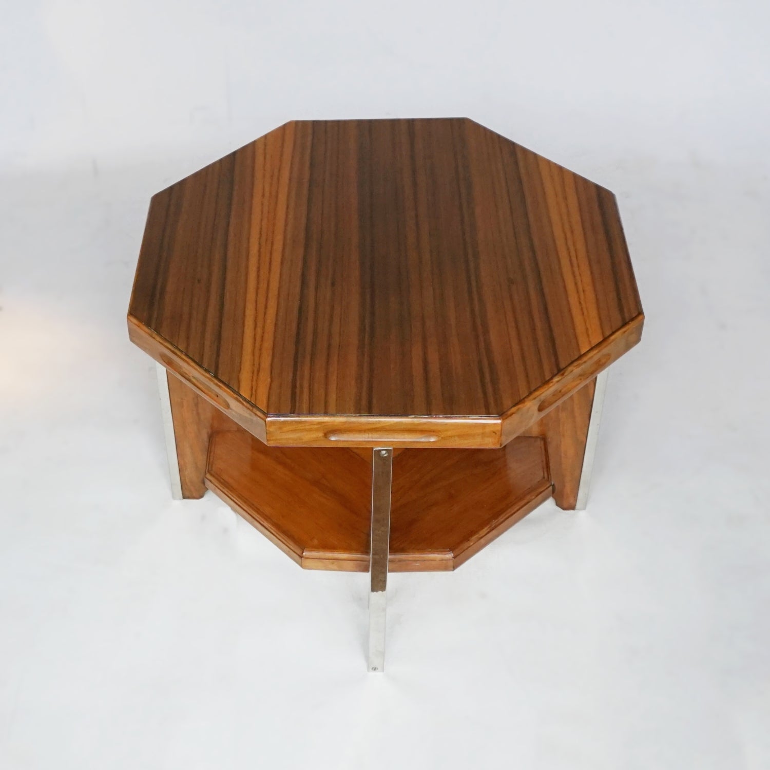 Art Deco Octagonal Coffee Side Table Figured and Solid Walnut - Jeroen Markies Art Deco