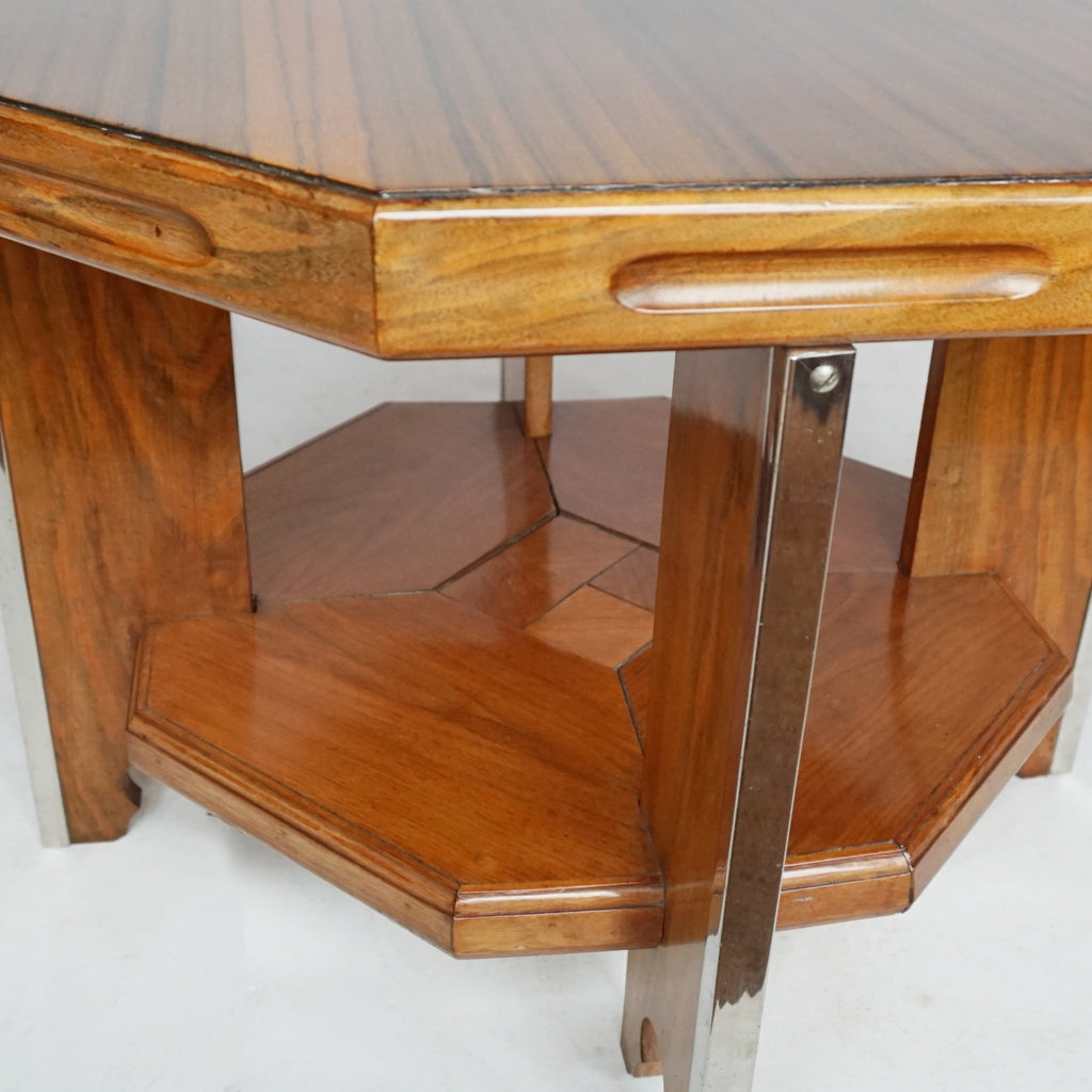 Art Deco Octagonal Coffee Side Table Figured and Solid Walnut - Jeroen Markies Art Deco