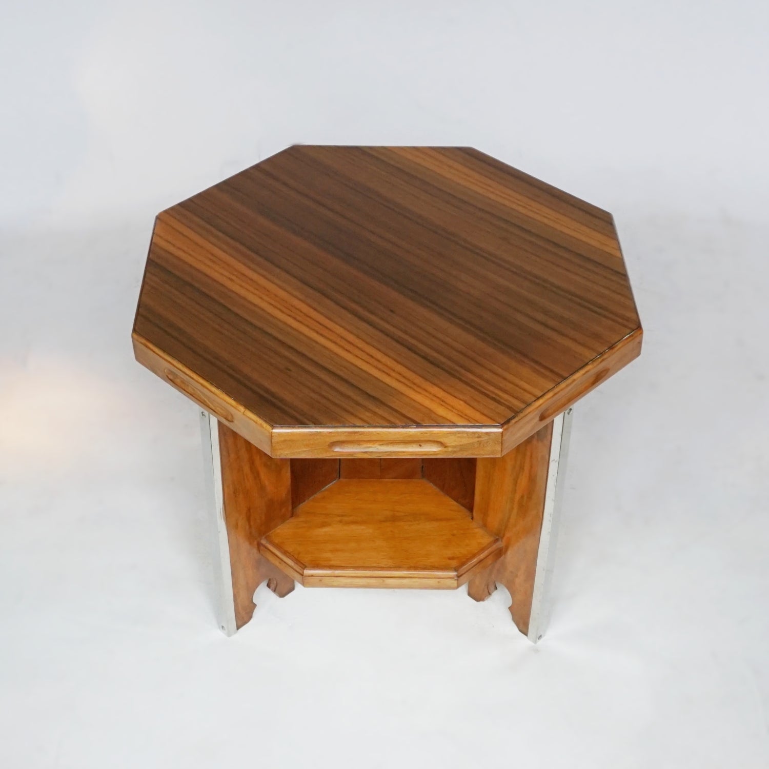Art Deco Octagonal Coffee Side Table Figured and Solid Walnut - Jeroen Markies Art Deco