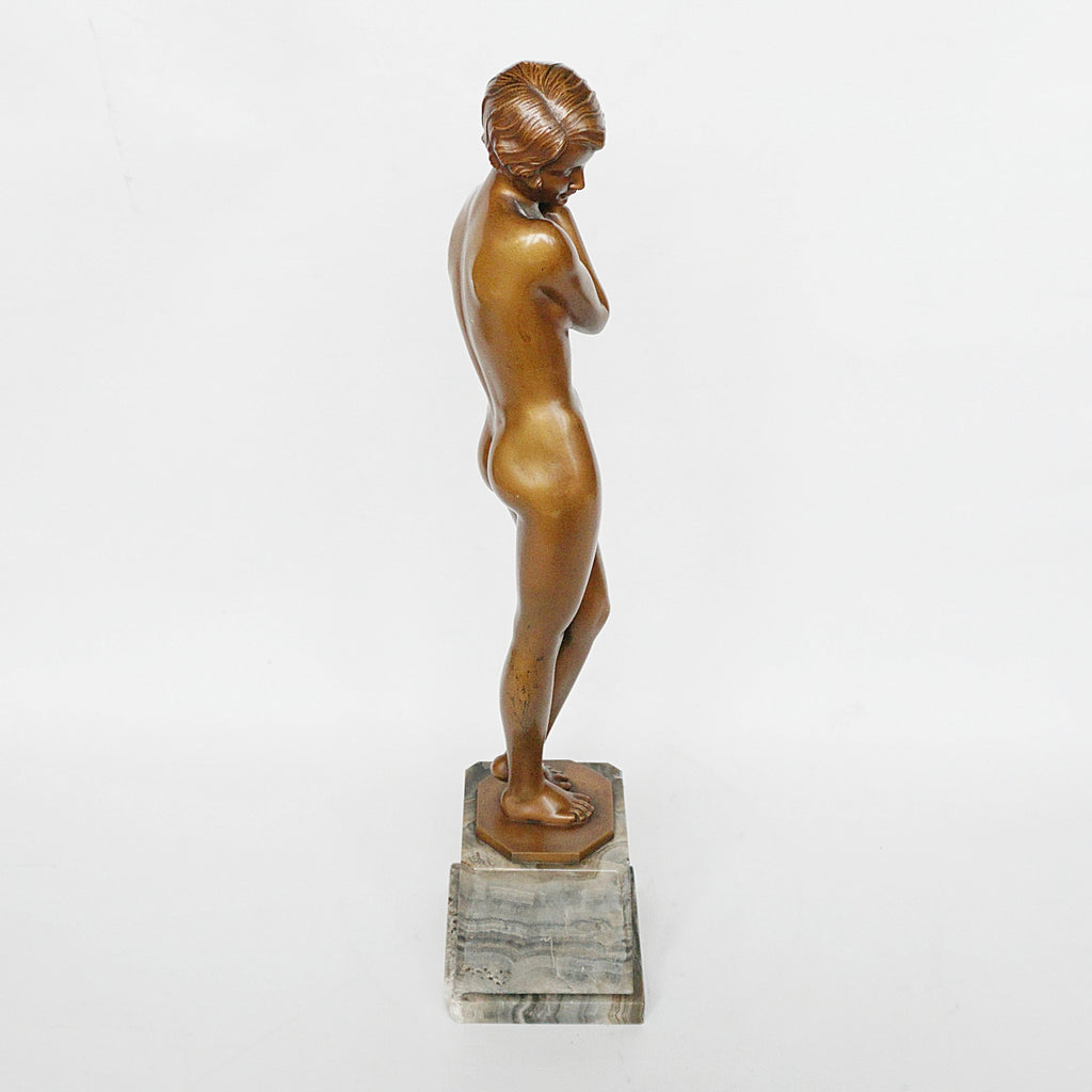 Josef Lorenzl 'Coy Maiden' an Art Deco Bronze Sculpture by Josef Lorenzl - Jeroen Markies Art Deco