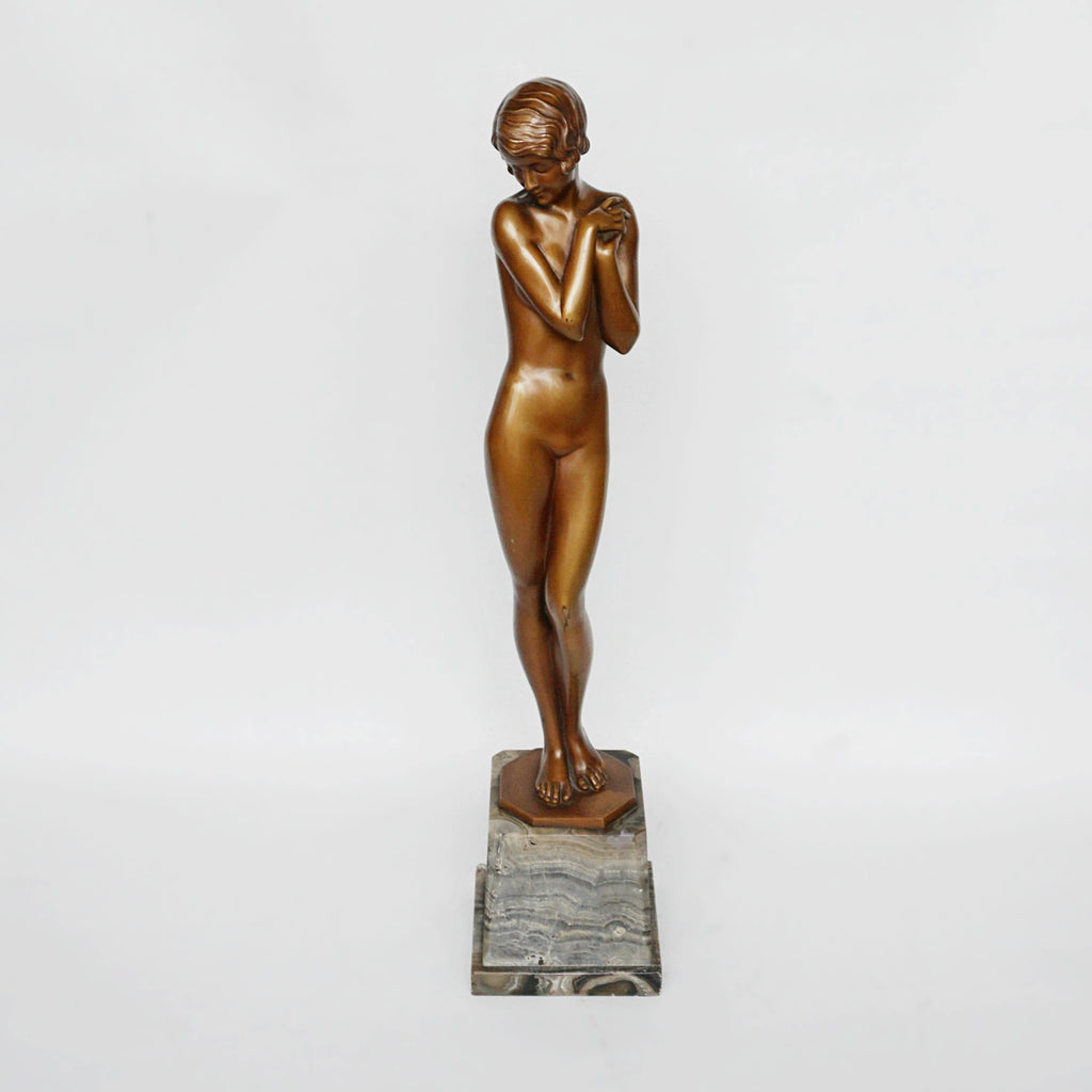 Josef Lorenzl 'Coy Maiden' an Art Deco Bronze Sculpture by Josef Lorenzl - Jeroen Markies Art Deco