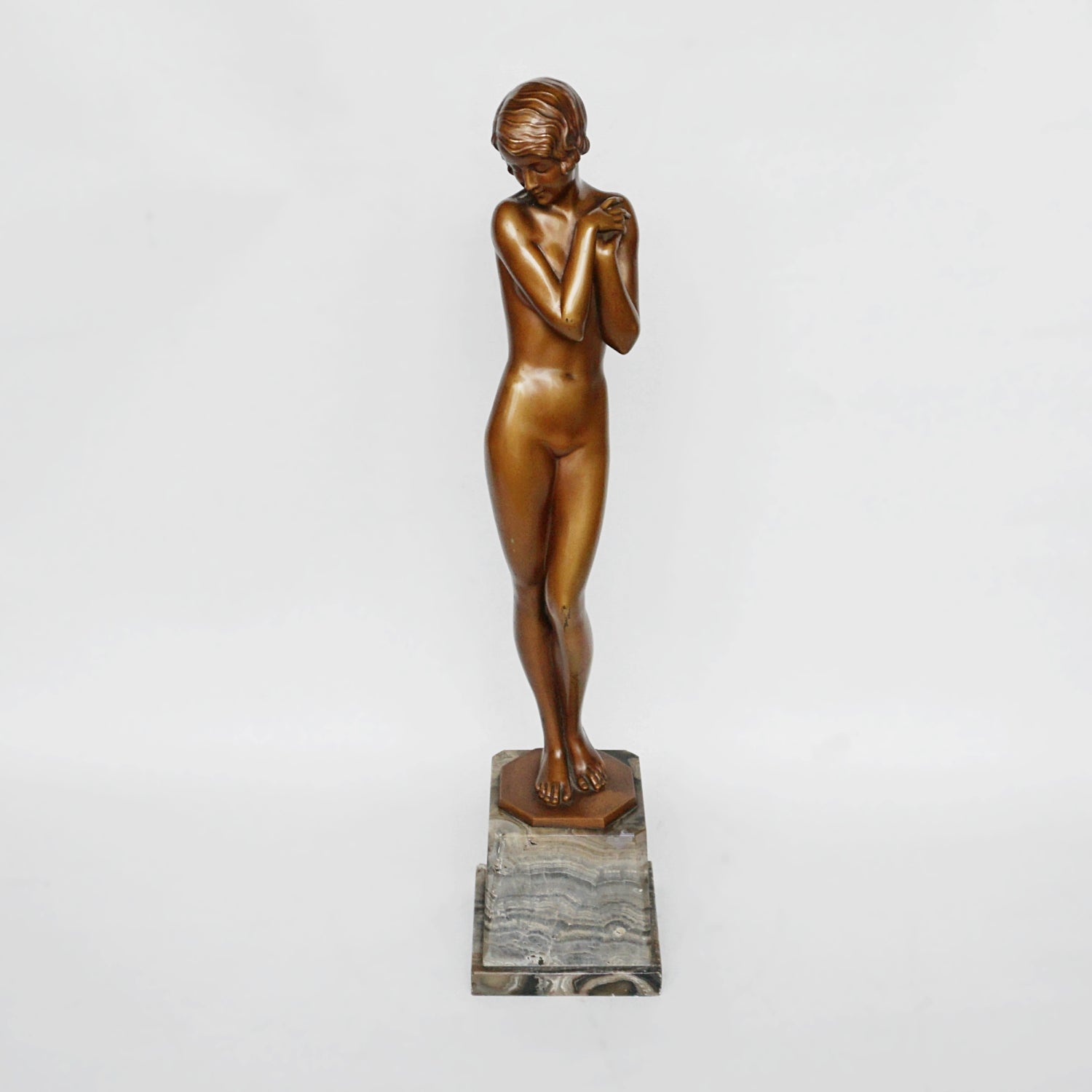 Josef Lorenzl 'Coy Maiden' an Art Deco Bronze Sculpture by Josef Lorenzl - Jeroen Markies Art Deco