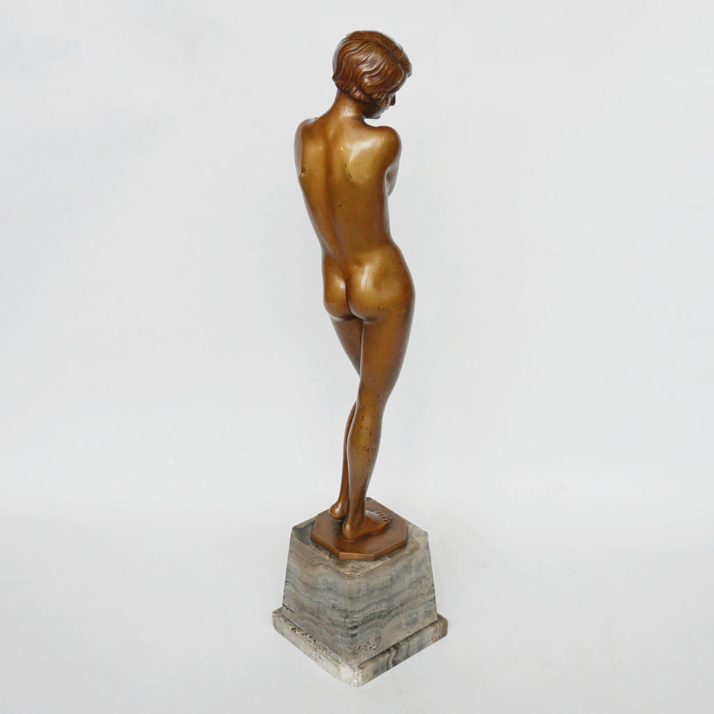 Josef Lorenzl 'Coy Maiden' an Art Deco Bronze Sculpture by Josef Lorenzl - Jeroen Markies Art Deco