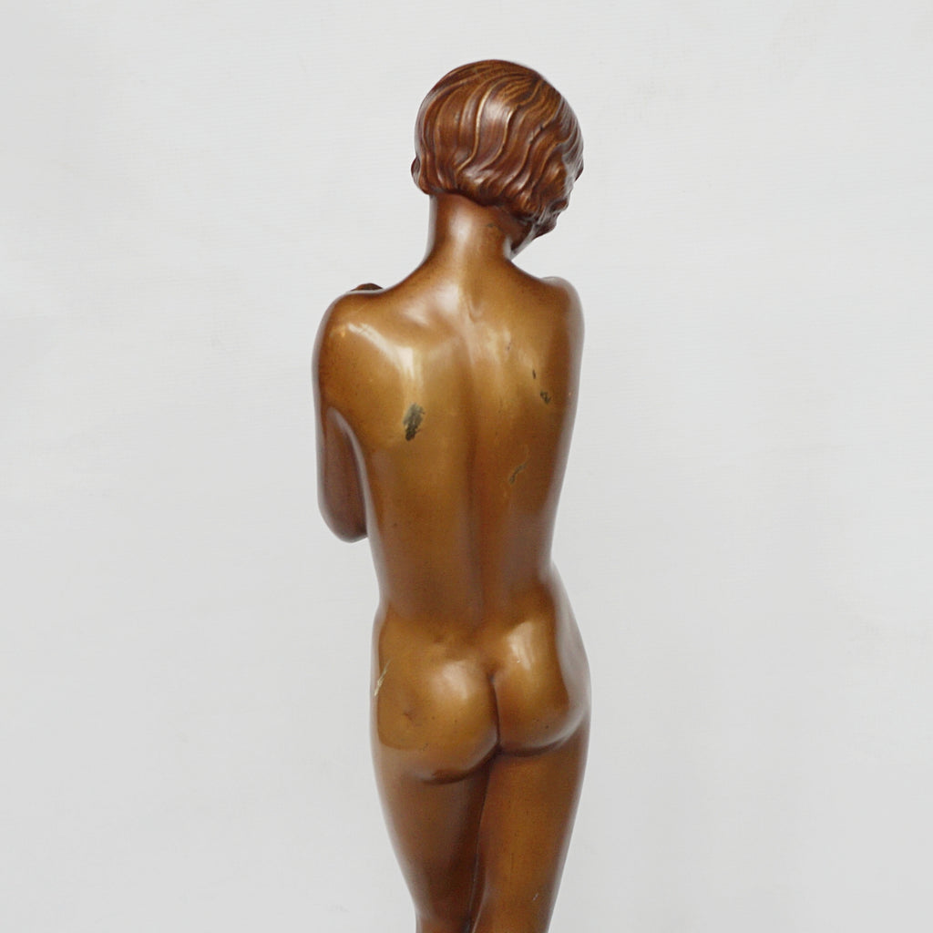 Josef Lorenzl 'Coy Maiden' an Art Deco Bronze Sculpture by Josef Lorenzl - Jeroen Markies Art Deco