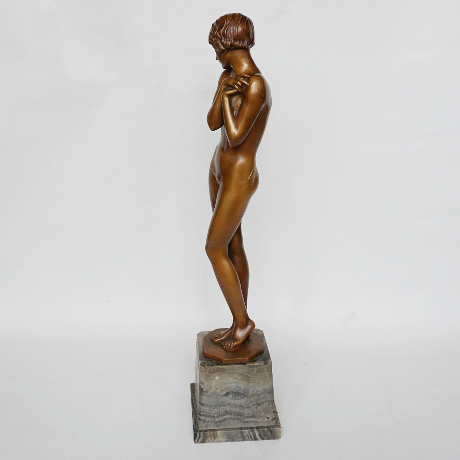 Josef Lorenzl 'Coy Maiden' an Art Deco Bronze Sculpture by Josef Lorenzl - Jeroen Markies Art Deco