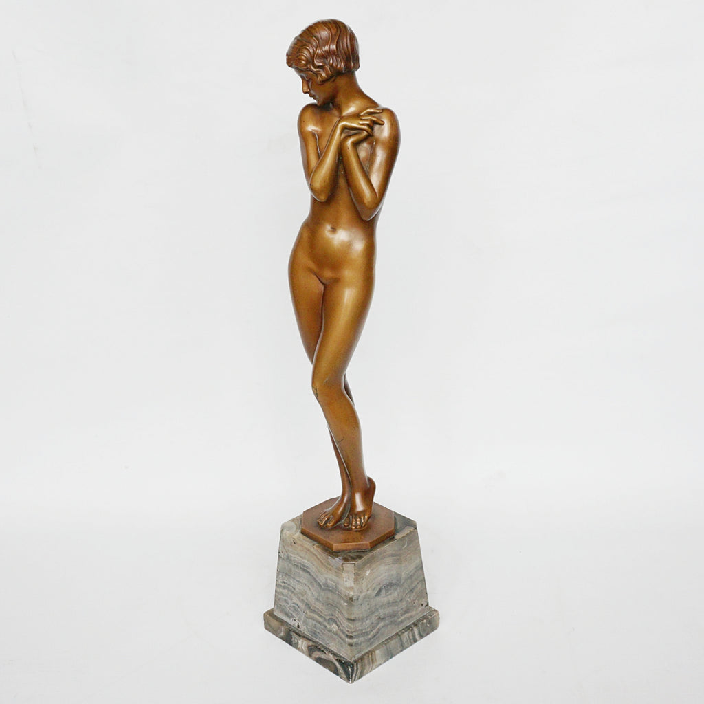 Josef Lorenzl 'Coy Maiden' an Art Deco Bronze Sculpture by Josef Lorenzl - Jeroen Markies Art Deco