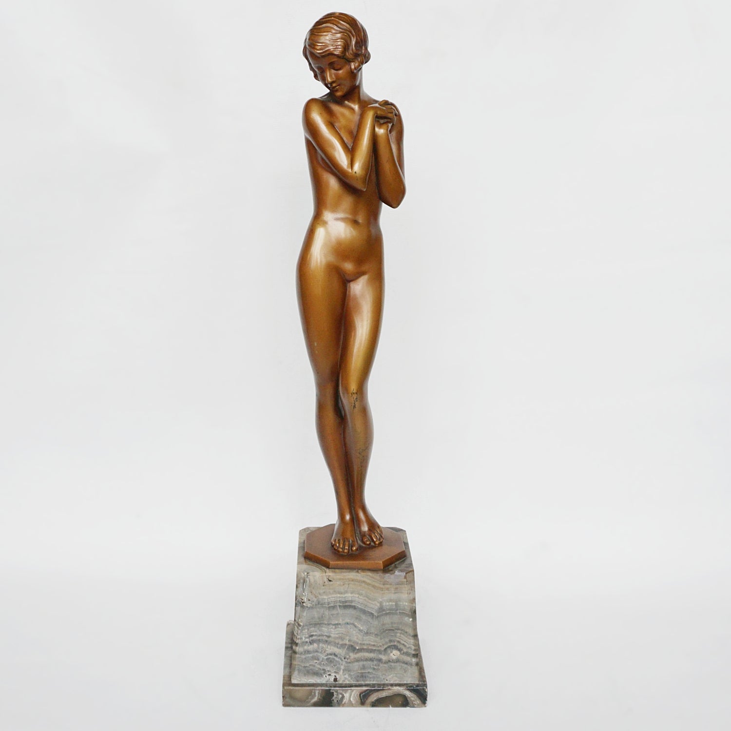 Josef Lorenzl 'Coy Maiden' an Art Deco Bronze Sculpture by Josef Lorenzl - Jeroen Markies Art Deco