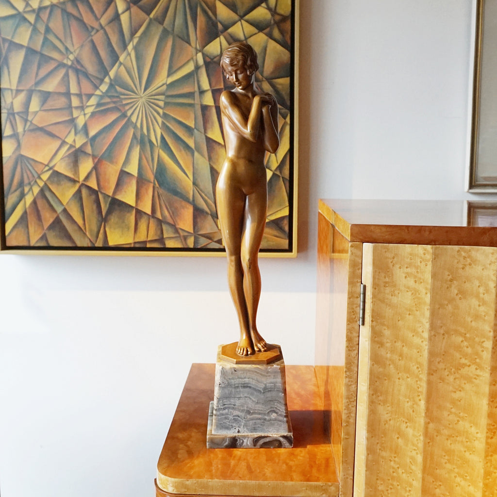 Josef Lorenzl 'Coy Maiden' an Art Deco Bronze Sculpture by Josef Lorenzl - Jeroen Markies Art Deco