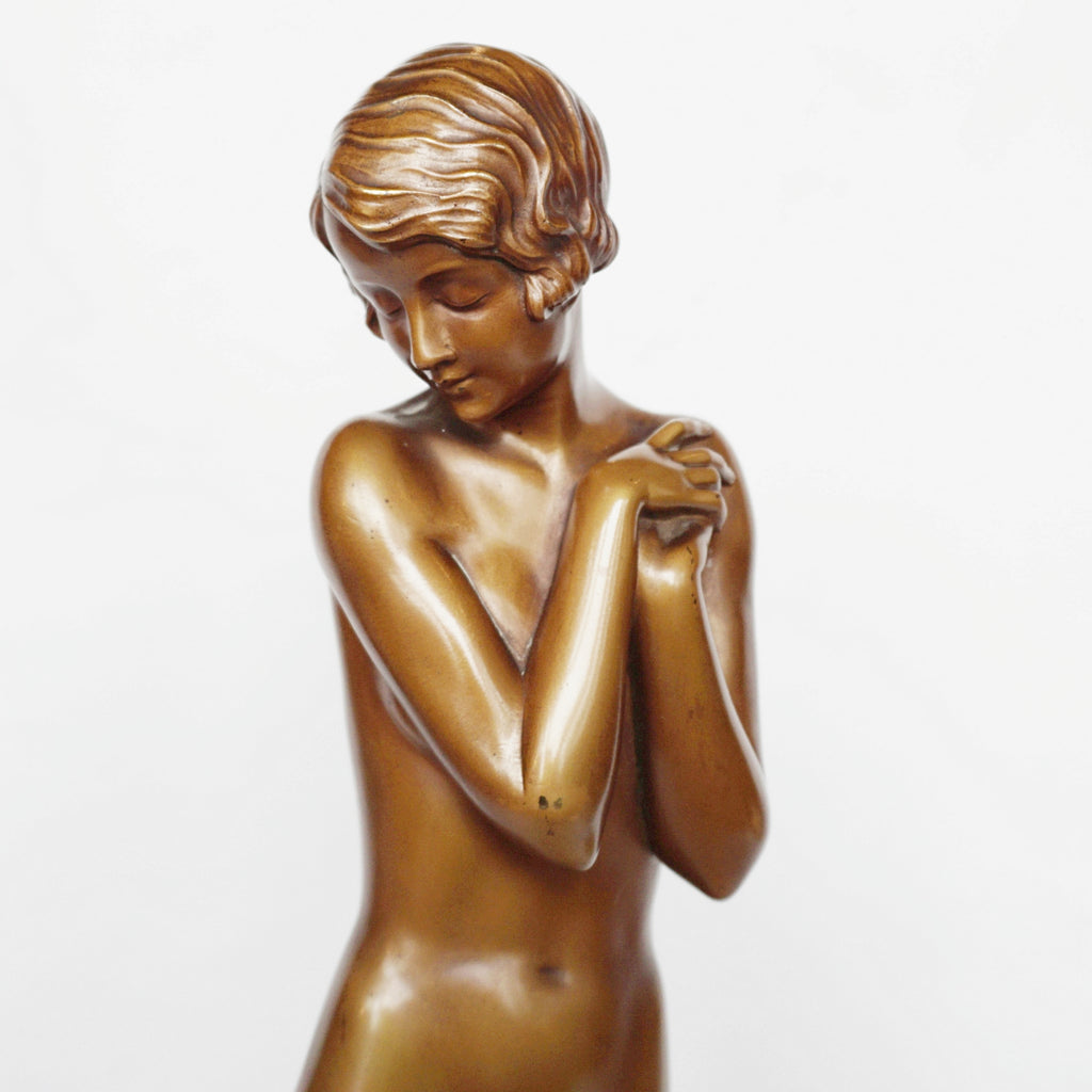 Josef Lorenzl 'Coy Maiden' an Art Deco Bronze Sculpture by Josef Lorenzl - Jeroen Markies Art Deco