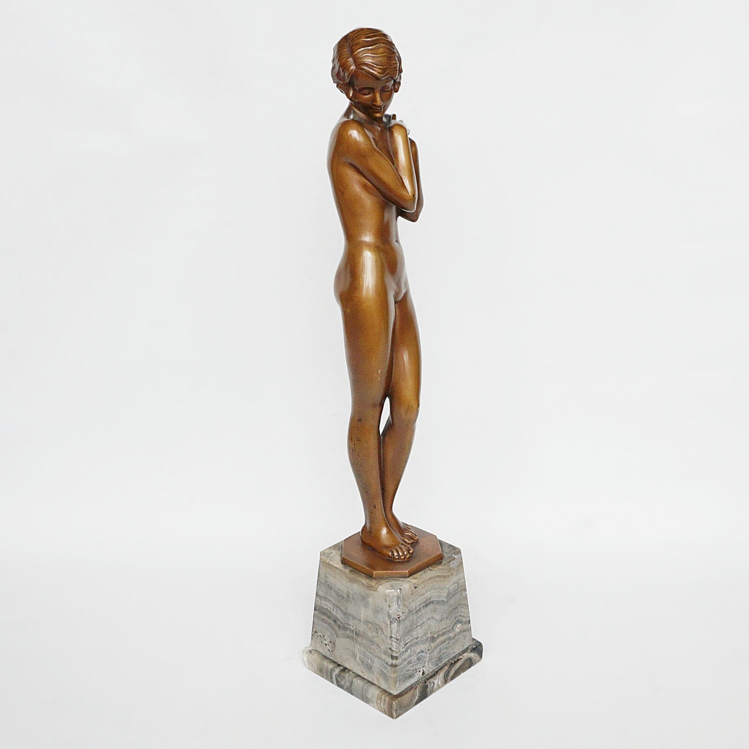 Josef Lorenzl 'Coy Maiden' an Art Deco Bronze Sculpture by Josef Lorenzl - Jeroen Markies Art Deco