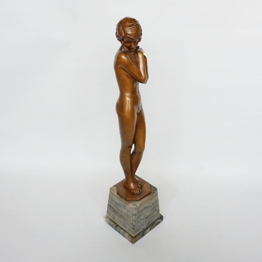 Josef Lorenzl 'Coy Maiden' an Art Deco Bronze Sculpture by Josef Lorenzl - Jeroen Markies Art Deco