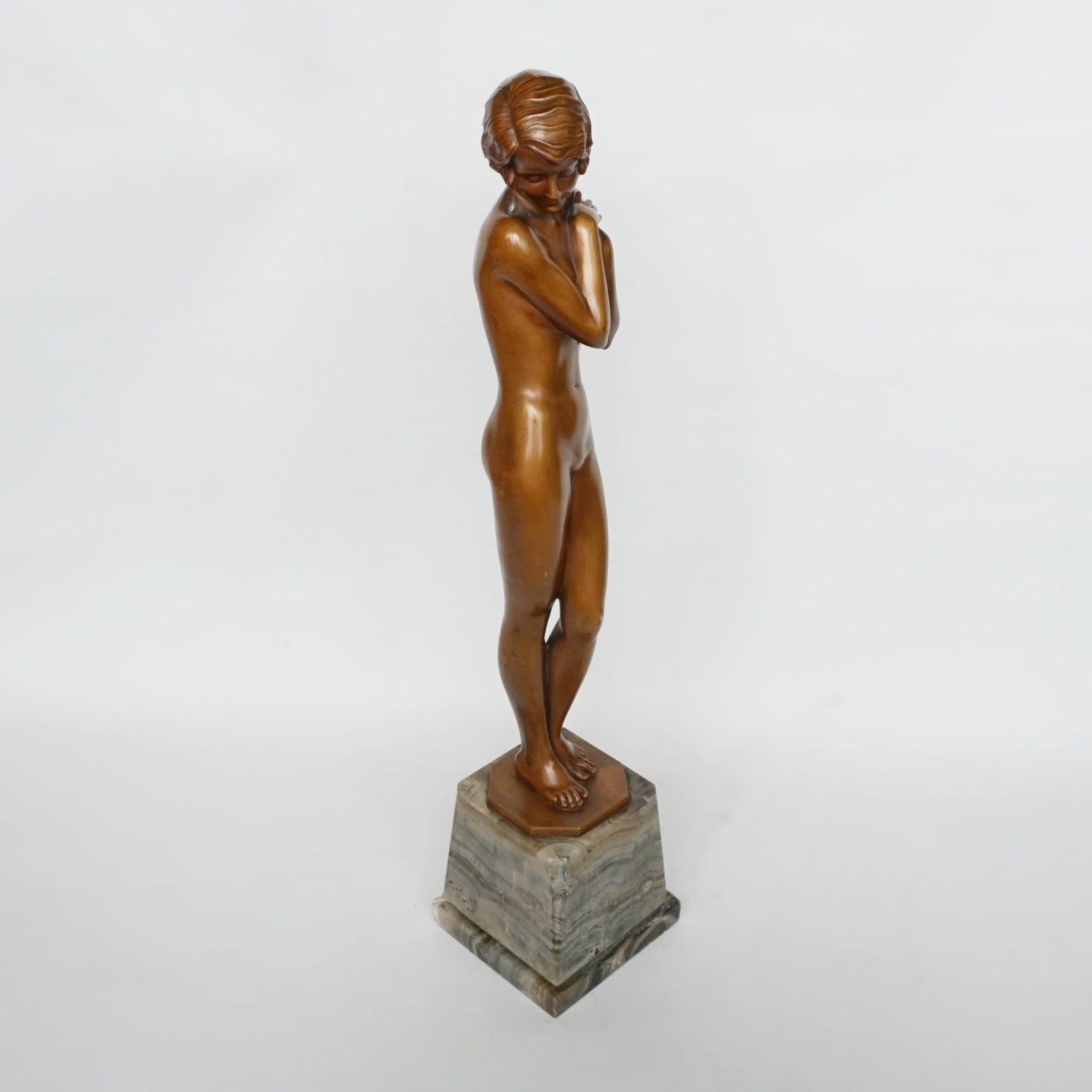 Josef Lorenzl 'Coy Maiden' an Art Deco Bronze Sculpture by Josef Lorenzl - Jeroen Markies Art Deco