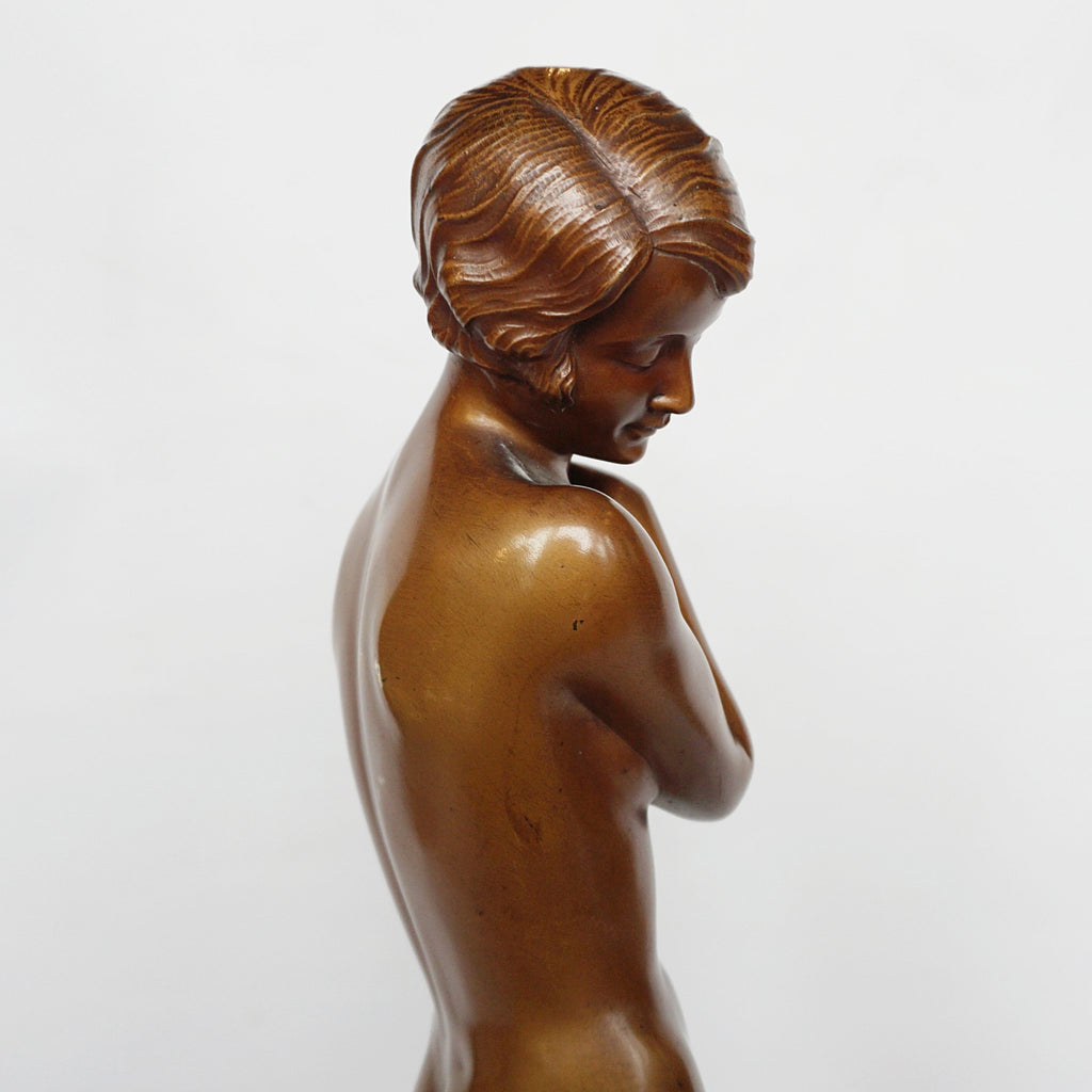 Josef Lorenzl 'Coy Maiden' an Art Deco Bronze Sculpture by Josef Lorenzl - Jeroen Markies Art Deco