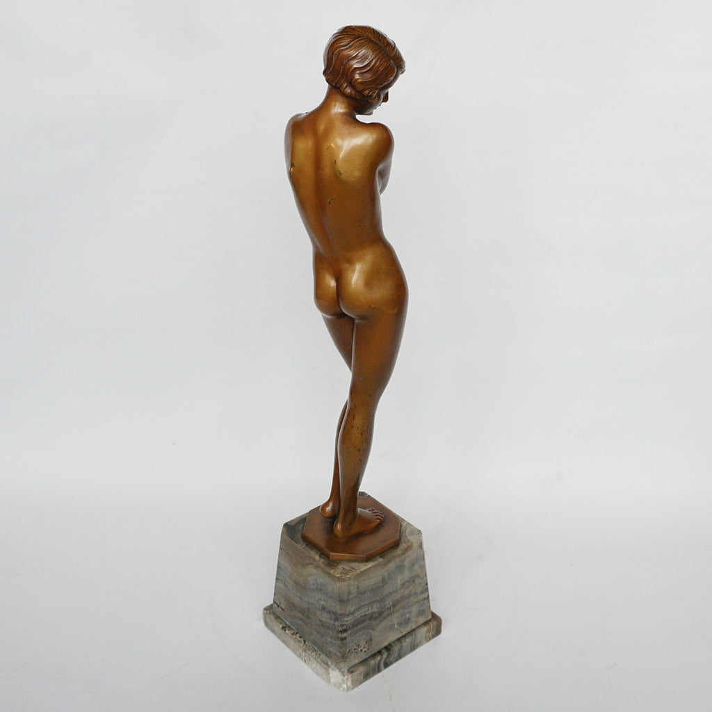 Josef Lorenzl 'Coy Maiden' an Art Deco Bronze Sculpture by Josef Lorenzl - Jeroen Markies Art Deco