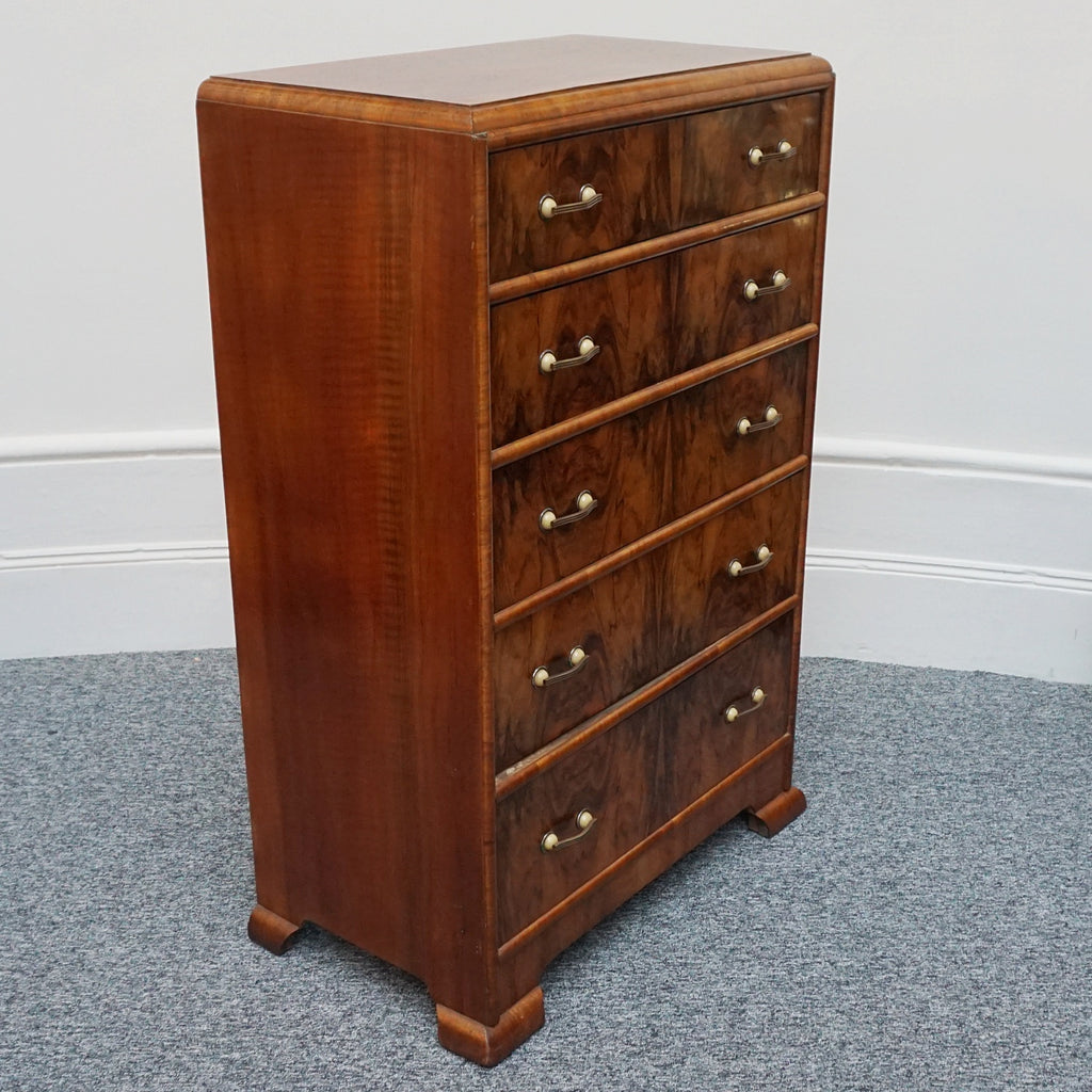 Original Art Deco Burr and Figured Walnut Chest of Drawers - Jeroen Markies Art Deco