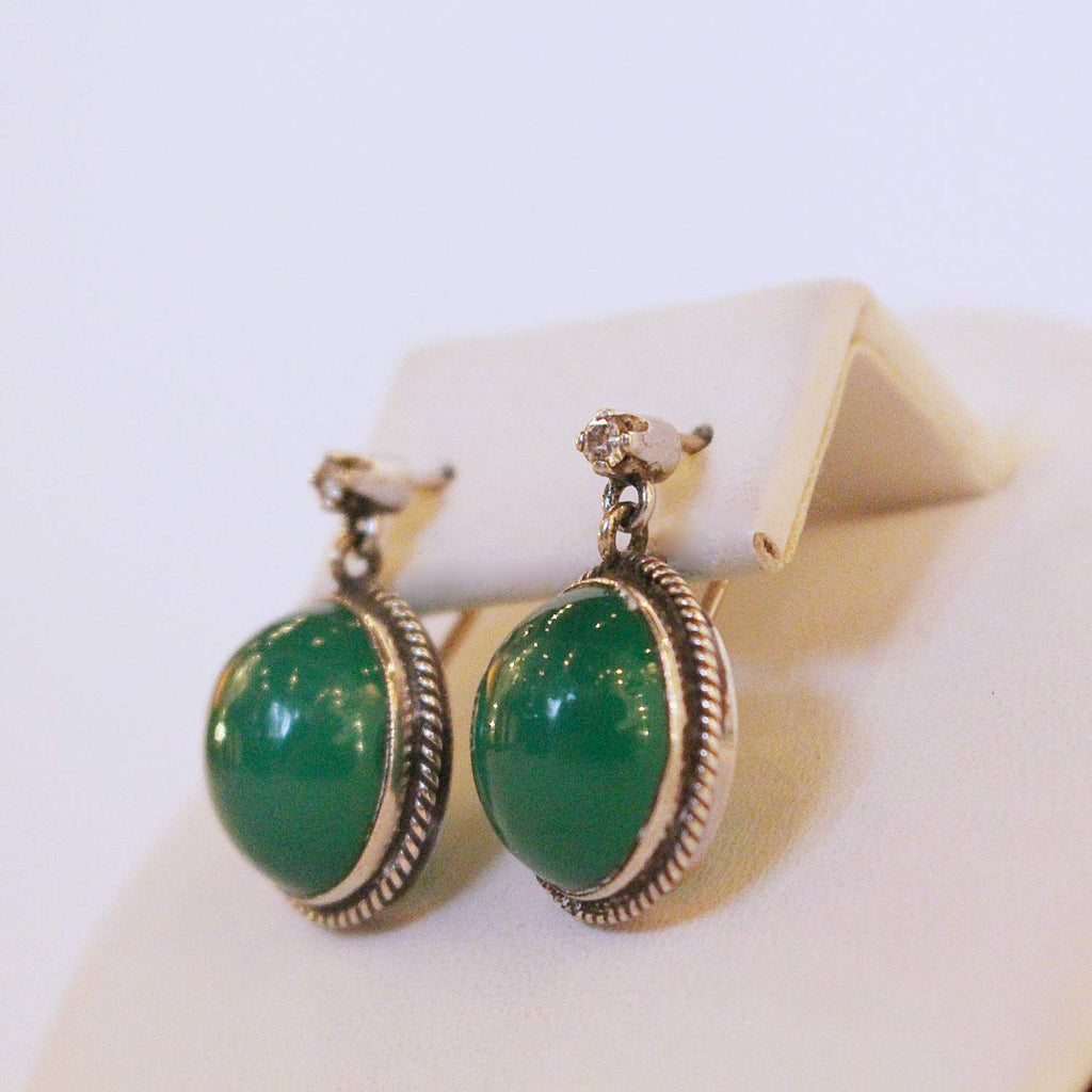 jade and diamond drop earrings