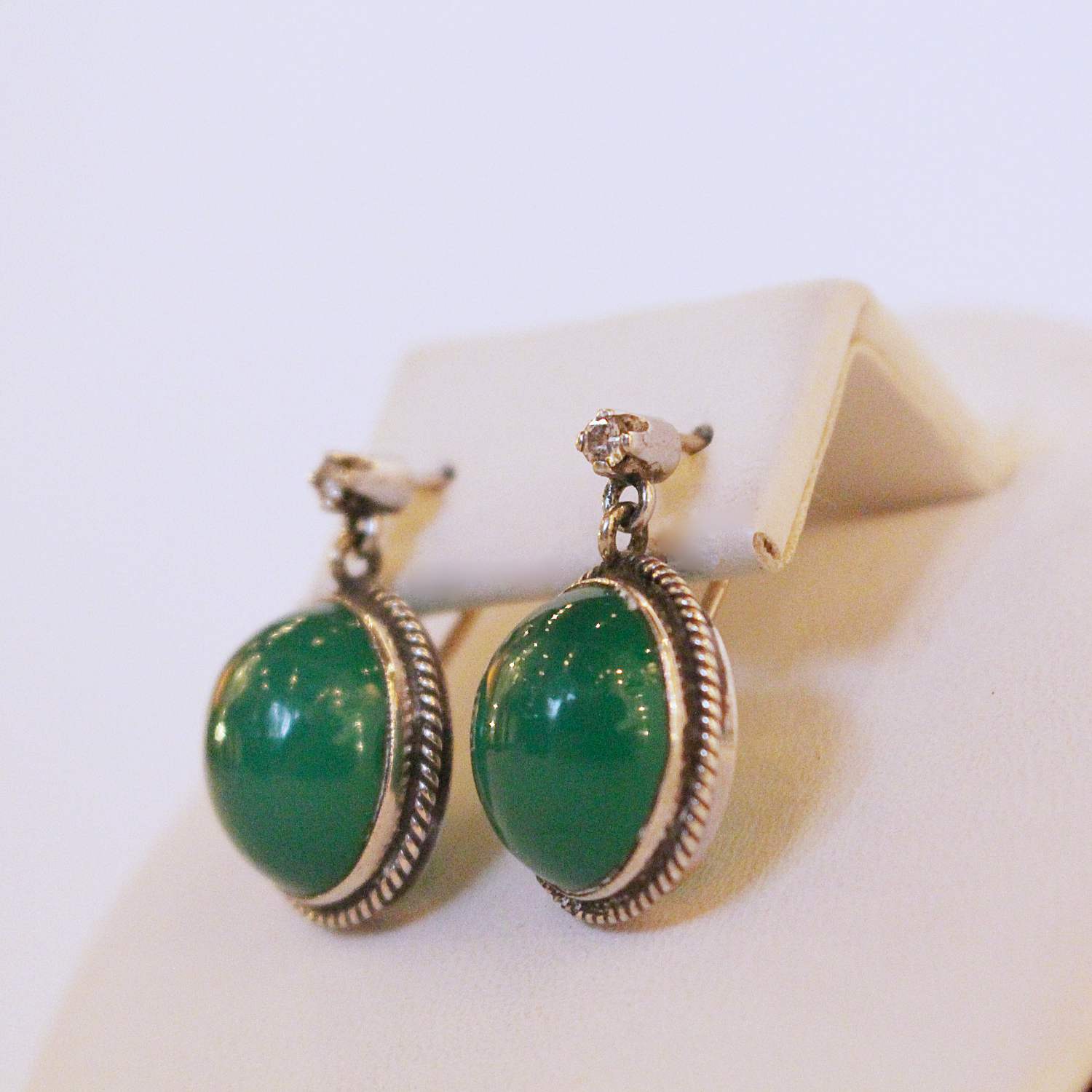 jade and diamond drop earrings