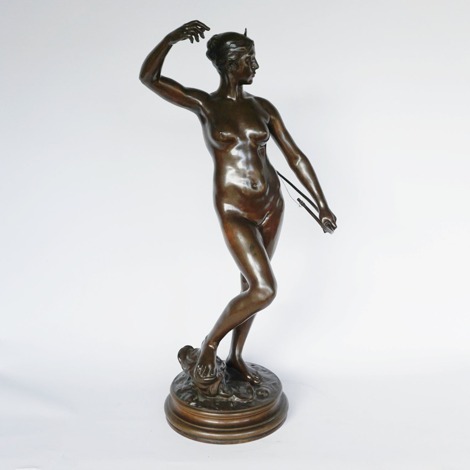 Art Nouveau Bronze Sculpture of Diana the Huntress by Jean Alexandre Joseph Falguiére French, Circa 1890