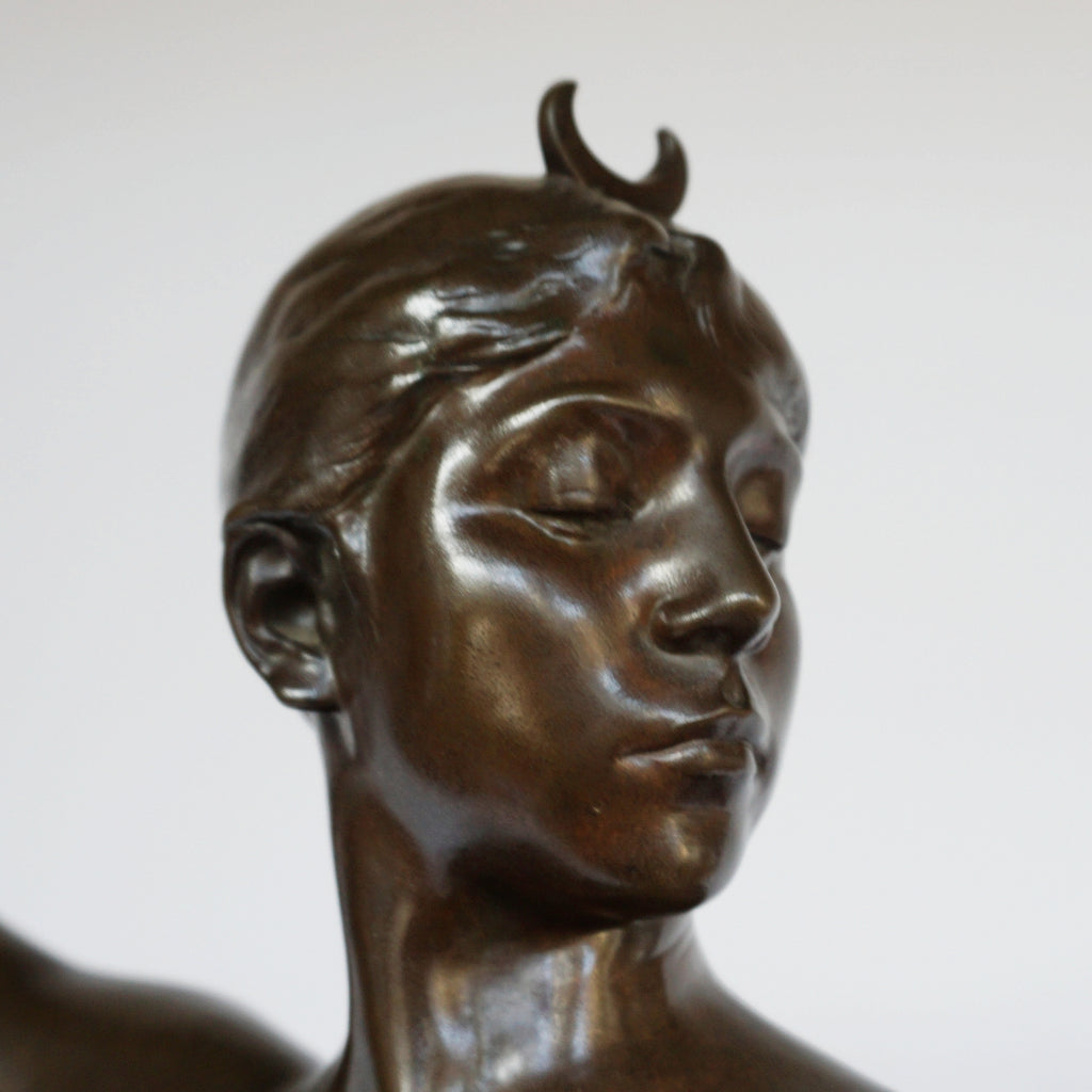 Art Nouveau Bronze Sculpture of Diana the Huntress by Jean Alexandre Joseph Falguiére French, Circa 1890