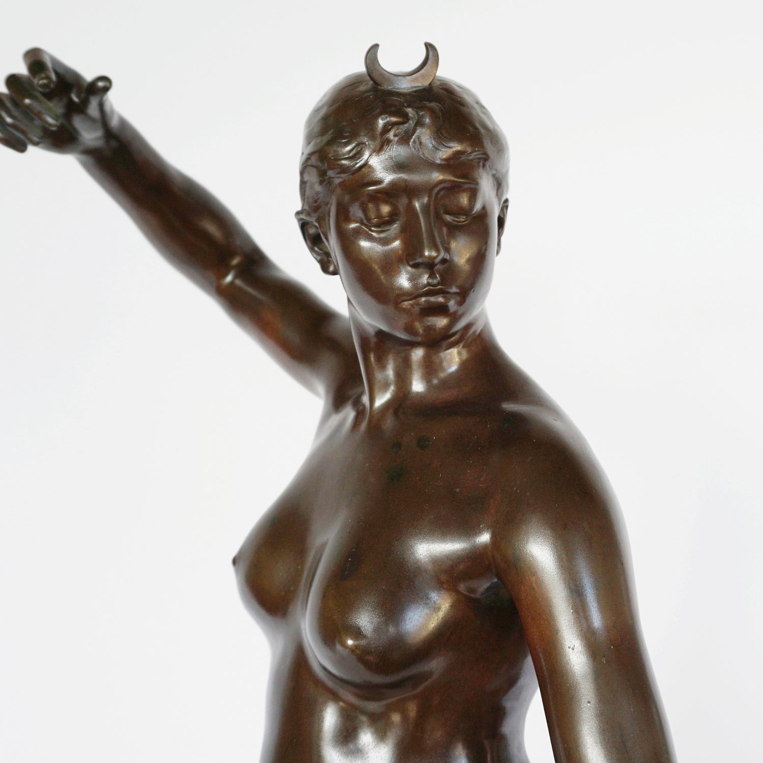 Art Nouveau Bronze Sculpture of Diana the Huntress by Jean Alexandre Joseph Falguiére French, Circa 1890