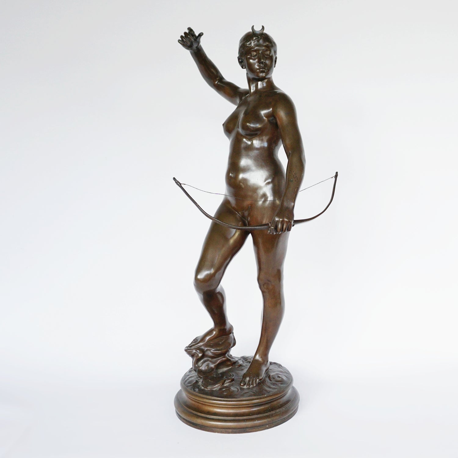 Art Nouveau Bronze Sculpture of Diana the Huntress by Jean Alexandre Joseph Falguiére French, Circa 1890