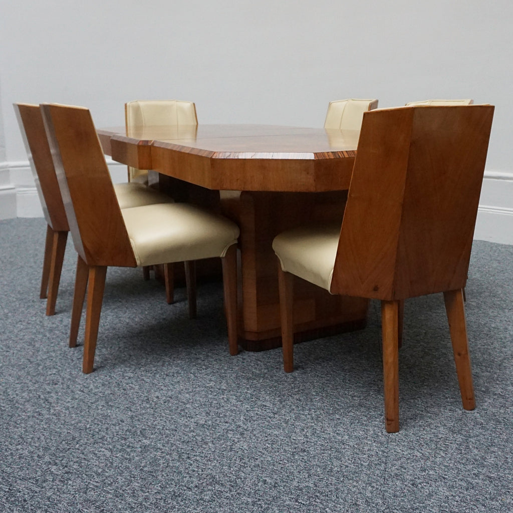 Art Deco Six Seat Dining Suite Burr Walnut - Jeroen Markies Art Deco - Original Art Deco 1935