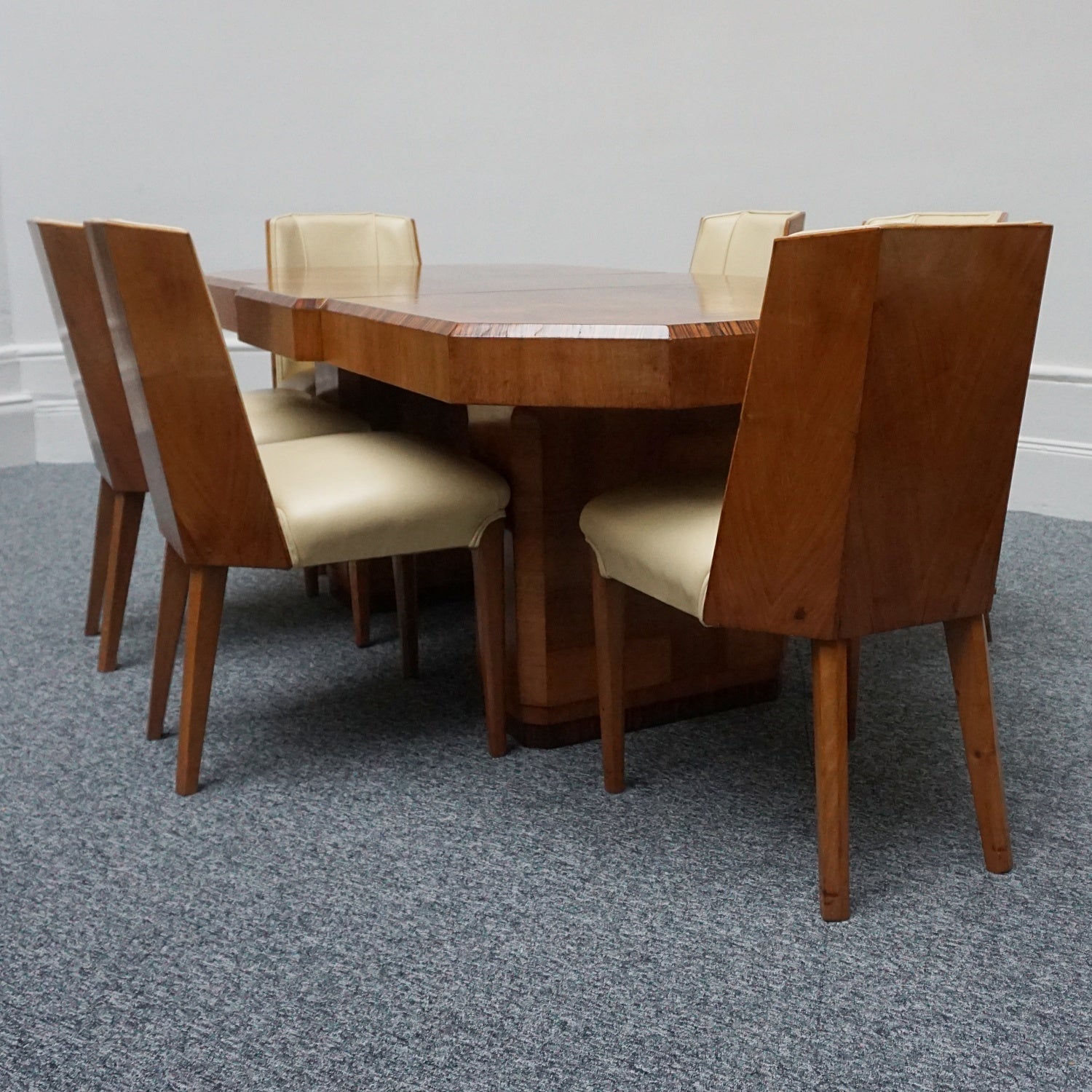 Art Deco Six Seat Dining Suite Burr Walnut - Jeroen Markies Art Deco - Original Art Deco 1935