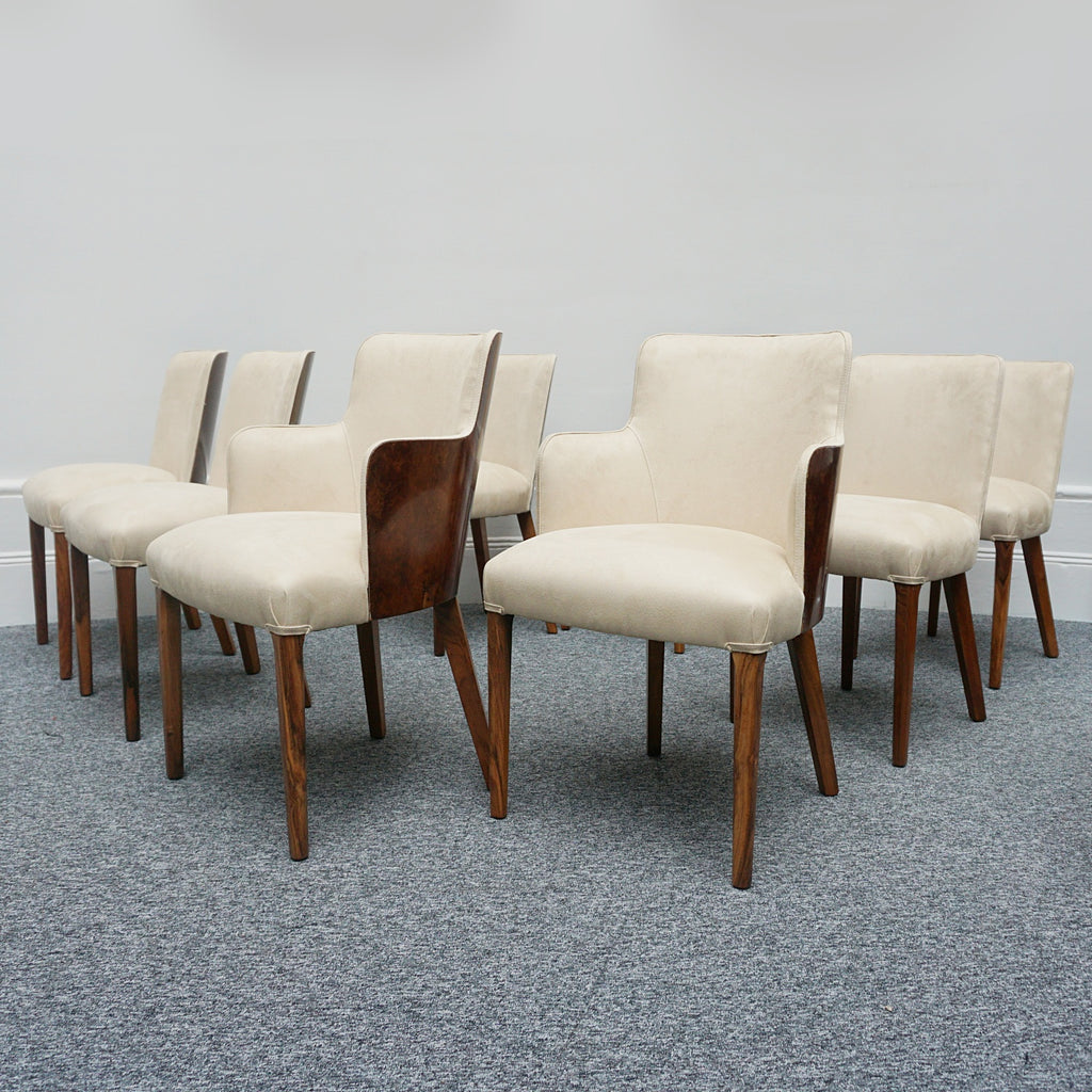 Vintage Art Deco 8 Seater Dining table and chairs Walnut and Copper - Jeroen Markies Art Deco