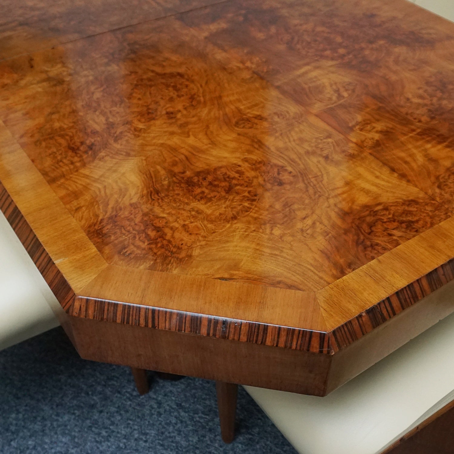 Art Deco Six Seat Dining Suite Burr Walnut - Jeroen Markies Art Deco - Original Art Deco 1935