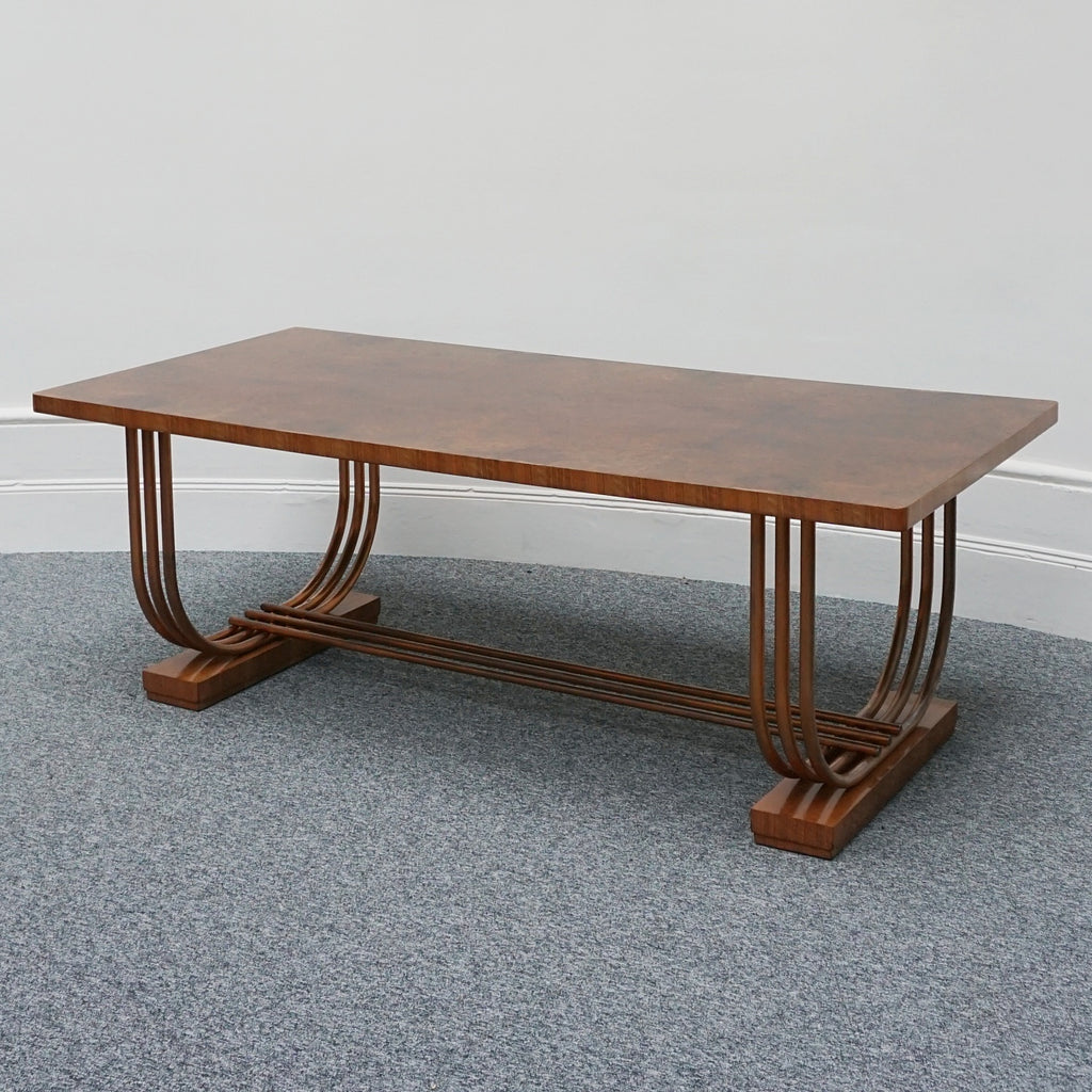 Vintage Art Deco 8 Seater Dining table and chairs Walnut and Copper - Jeroen Markies Art Deco