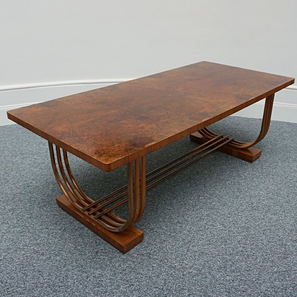 Vintage Art Deco 8 Seater Dining table and chairs Walnut and Copper - Jeroen Markies Art Deco