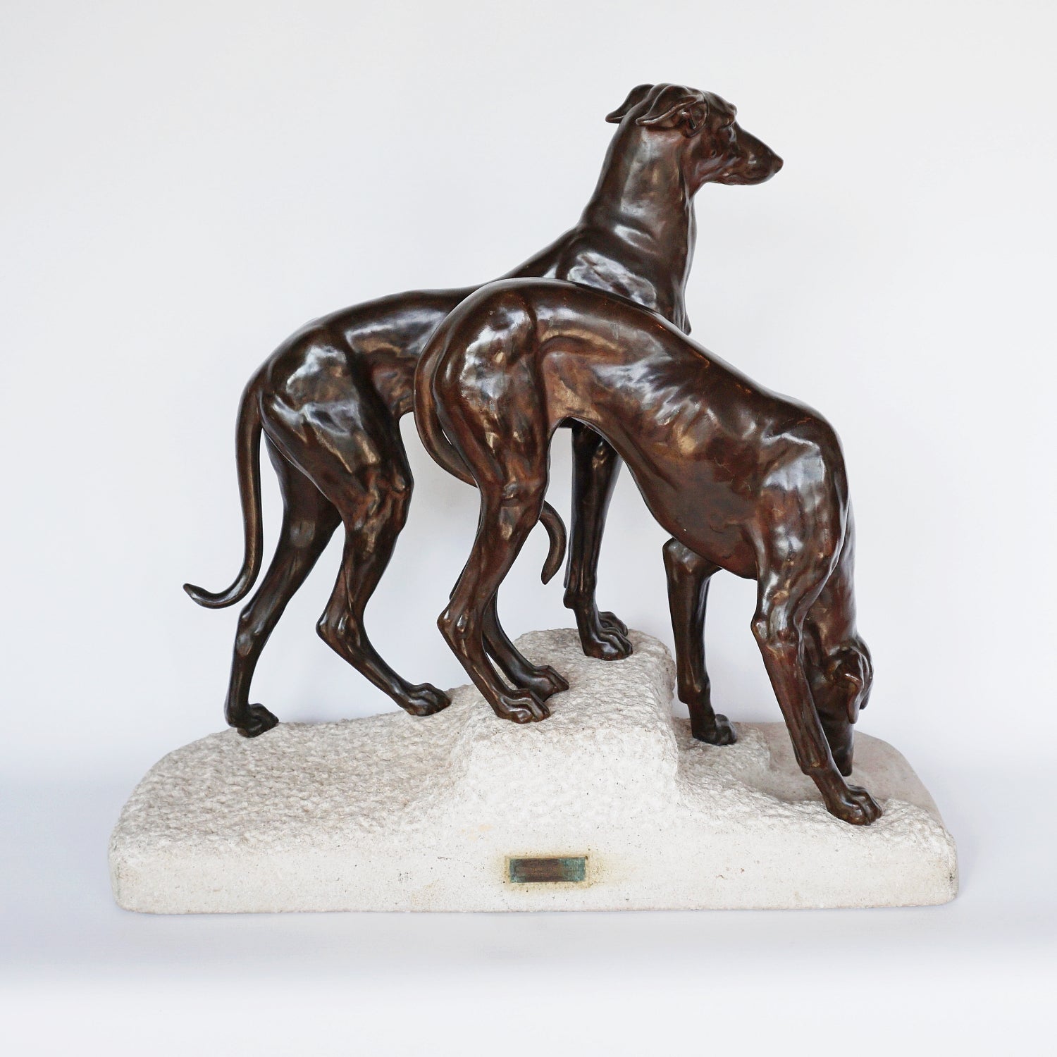 Jules-Edmund Masson French Art Deco Bronze Sculpture of two Greyhounds Jeroen Markies Art Deco