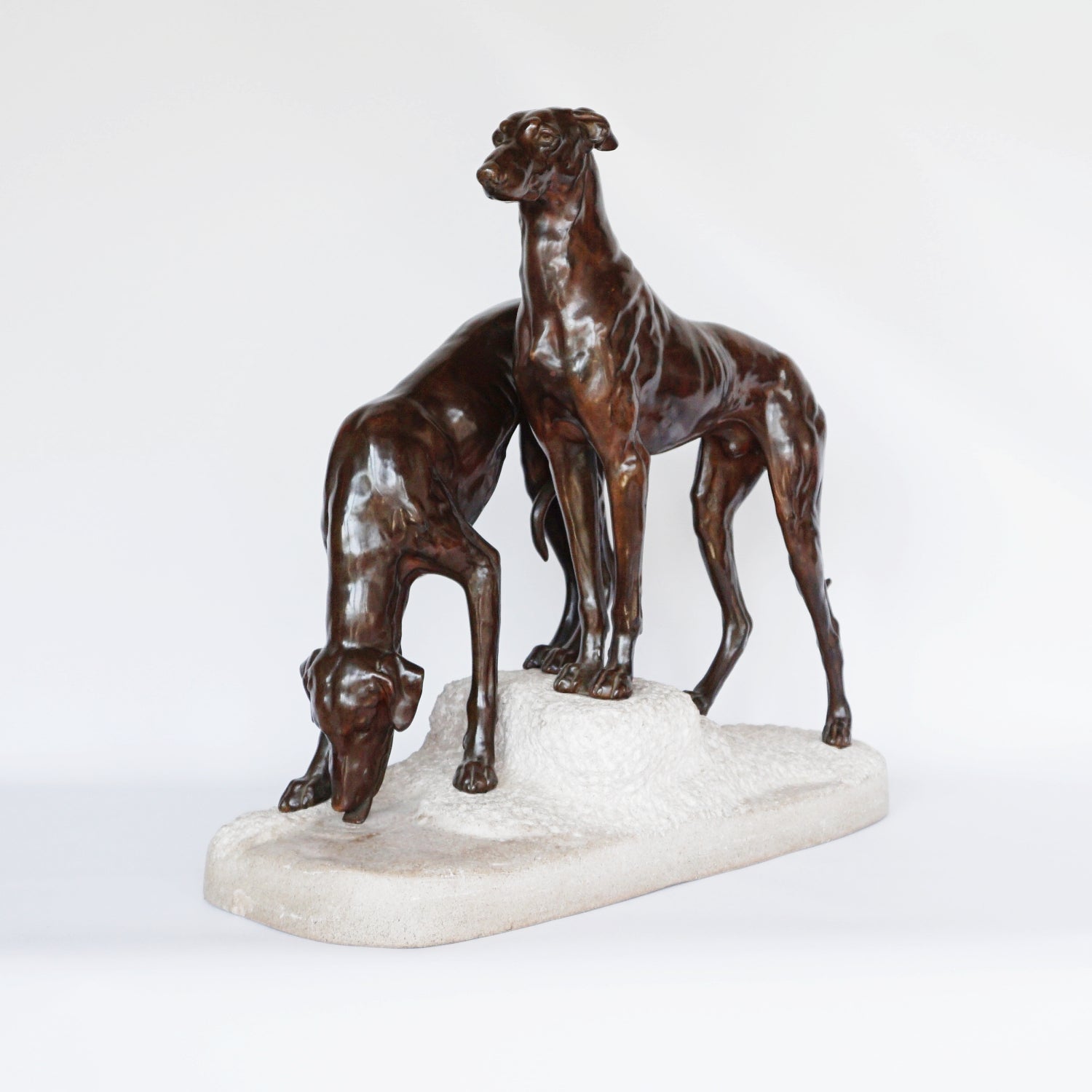 Jules-Edmund Masson French Art Deco Bronze Sculpture of two Greyhounds Jeroen Markies Art Deco