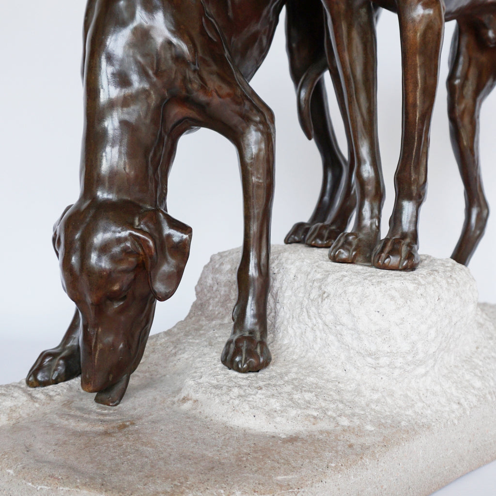 Jules-Edmund Masson French Art Deco Bronze Sculpture of two Greyhounds Jeroen Markies Art Deco