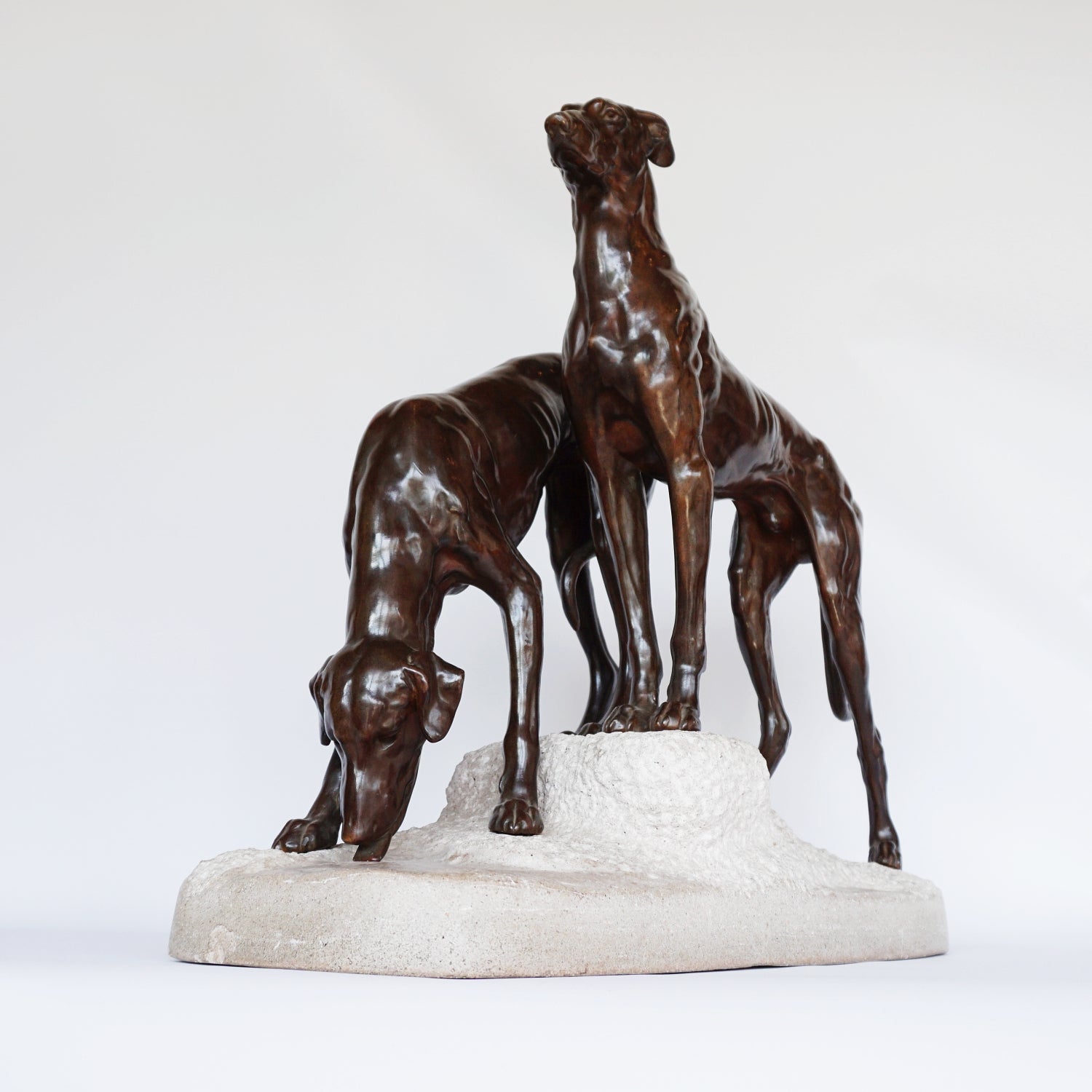 Jules-Edmund Masson French Art Deco Bronze Sculpture of two Greyhounds Jeroen Markies Art Deco