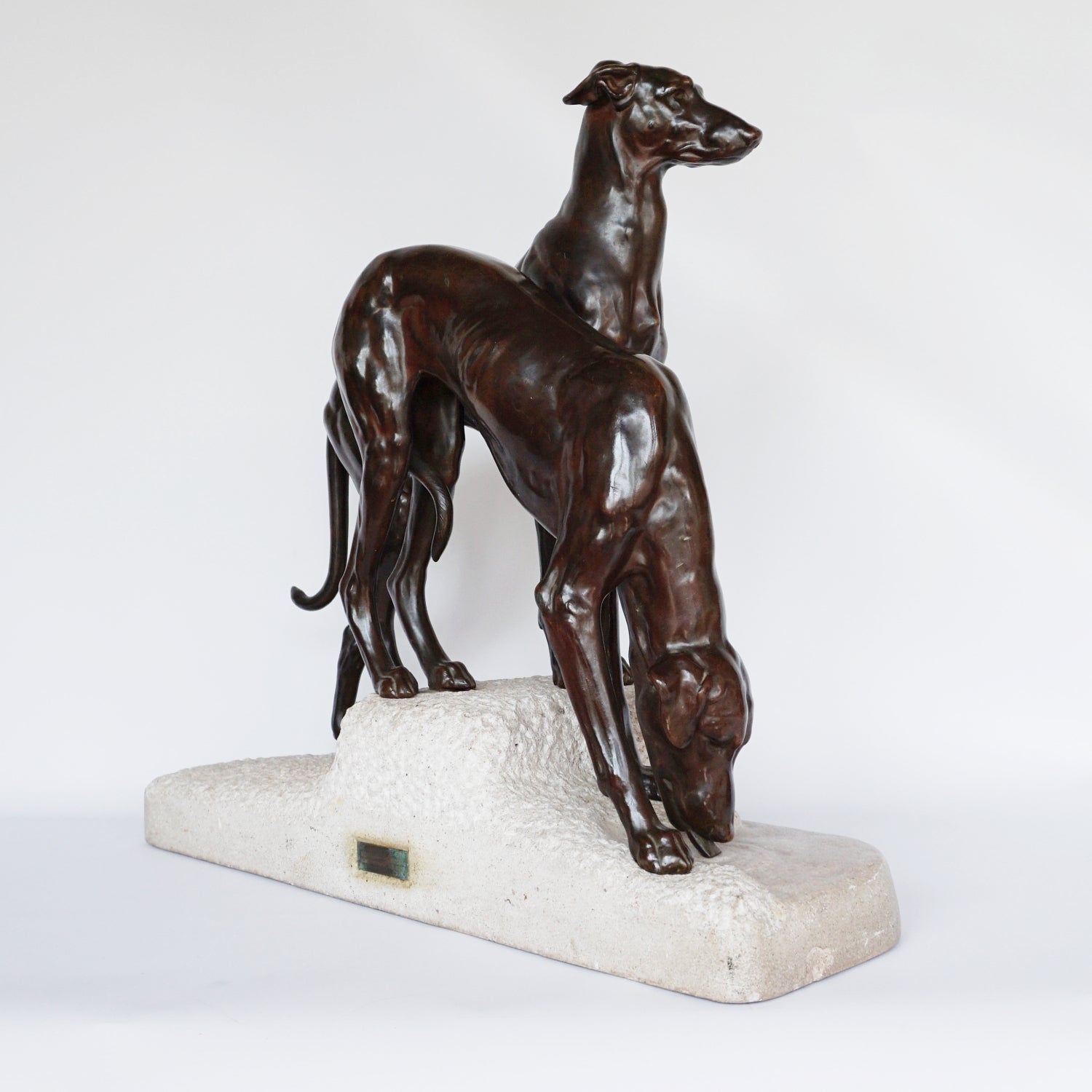 Jules-Edmund Masson French Art Deco Bronze Sculpture of two Greyhounds Jeroen Markies Art Deco