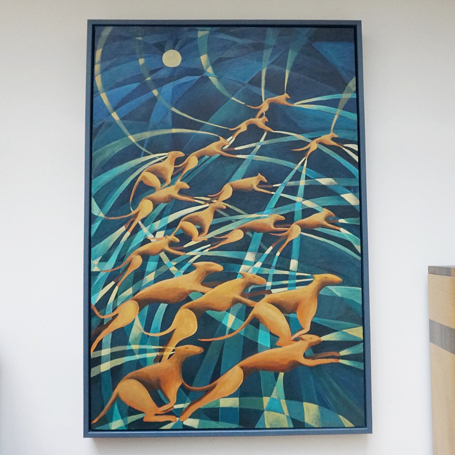 Contemporary Art Deco Style Oil on Canvas Painting of Dogs Running by Vera Jefferson - Jeroen Markies Art Deco